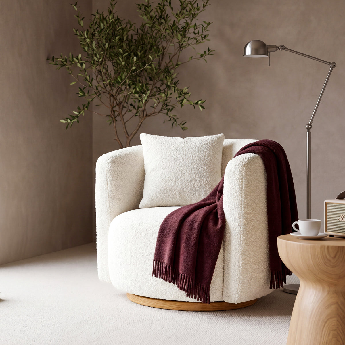 COLAMY AURA Oversized Cocoon Swivel Accent Chair