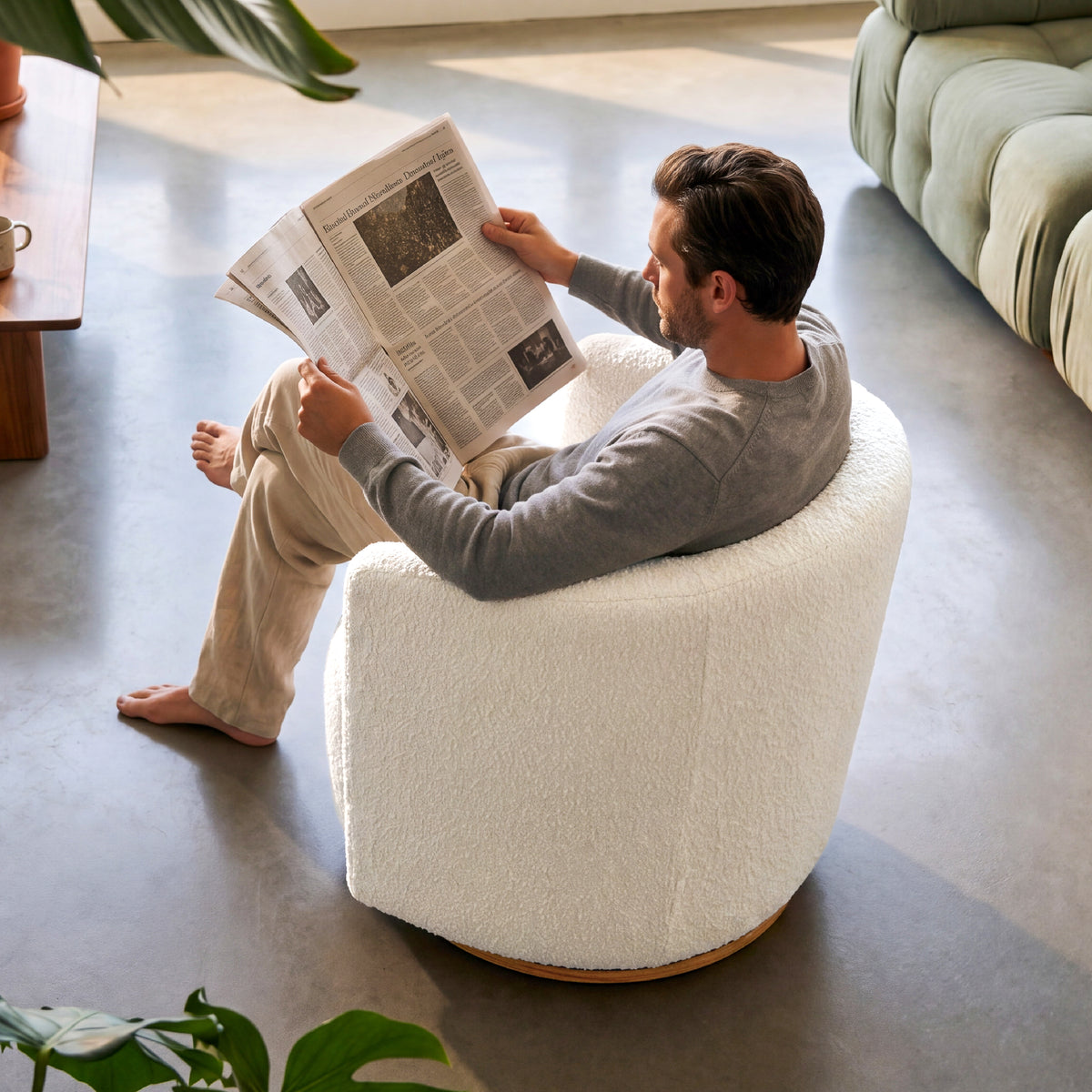 COLAMY AURA Oversized Cocoon Swivel Accent Chair