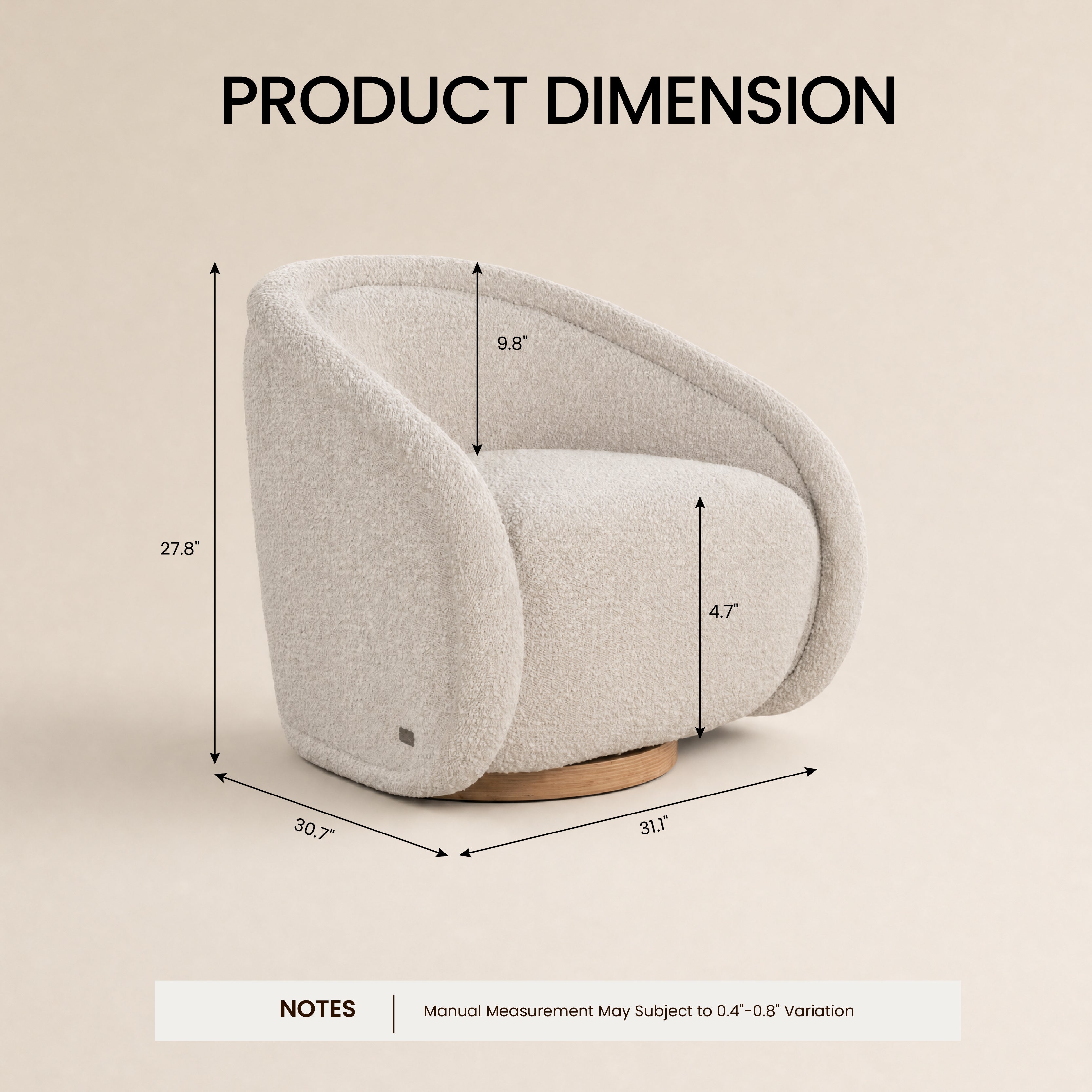 COLAMY AURA Sculpted Swivel Accent Chair