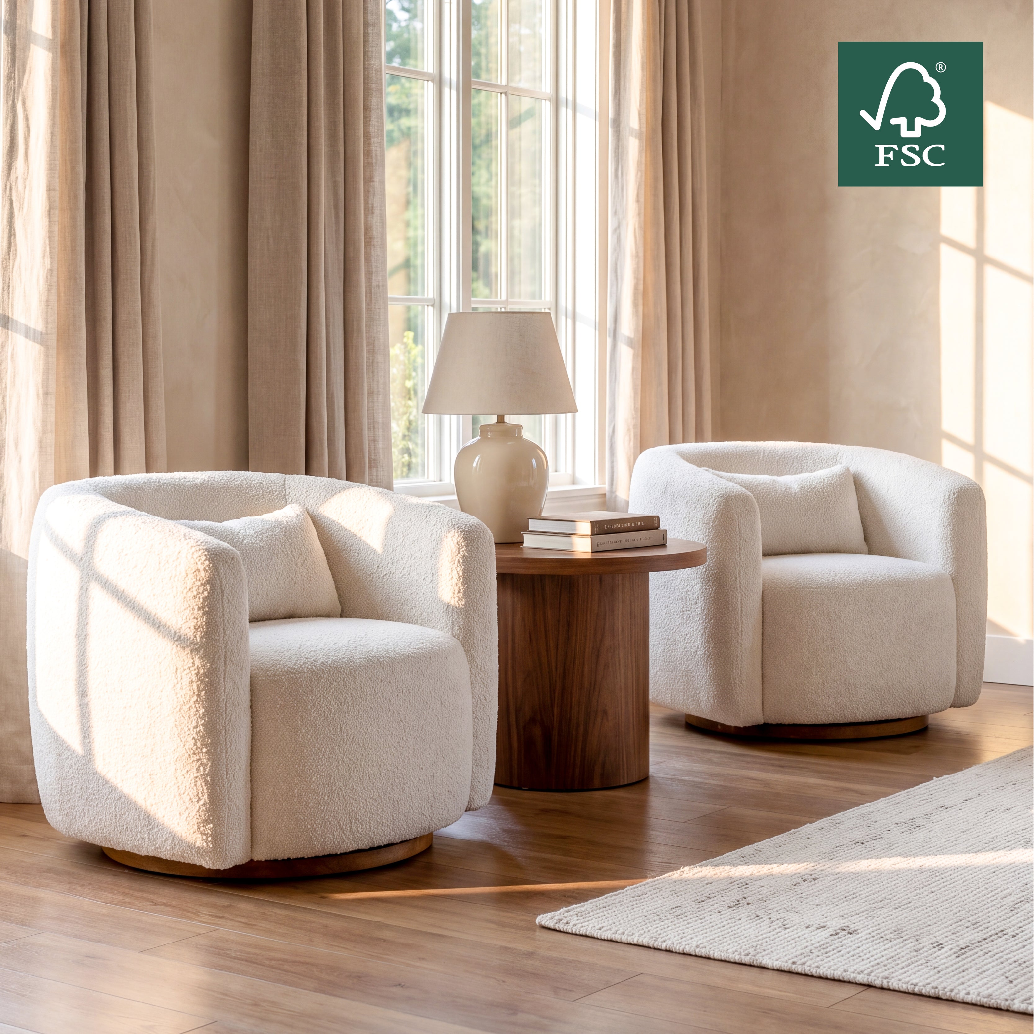 COLAMY AURA Compact Barrel Swivel Accent Chair