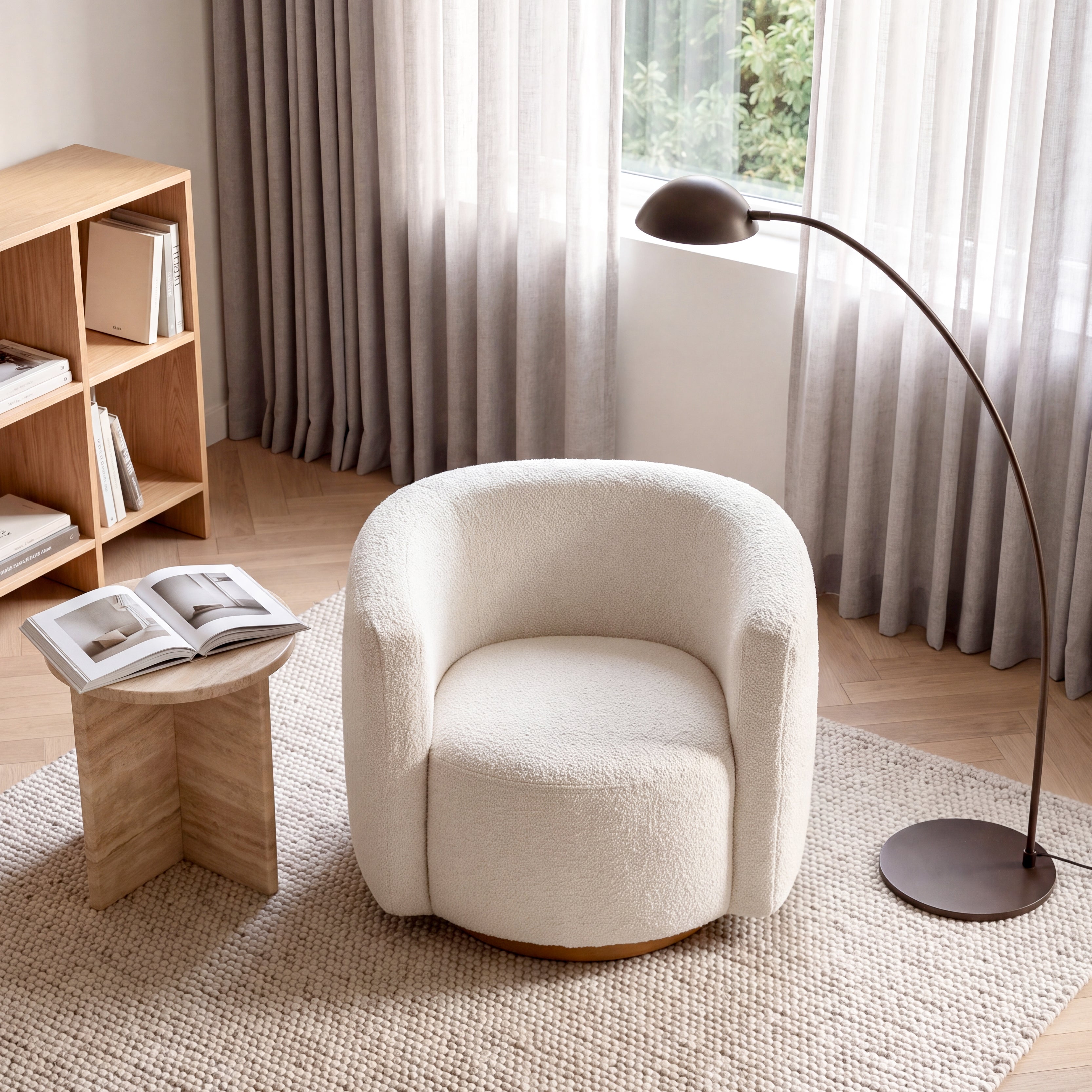 COLAMY AURA Compact Barrel Swivel Accent Chair
