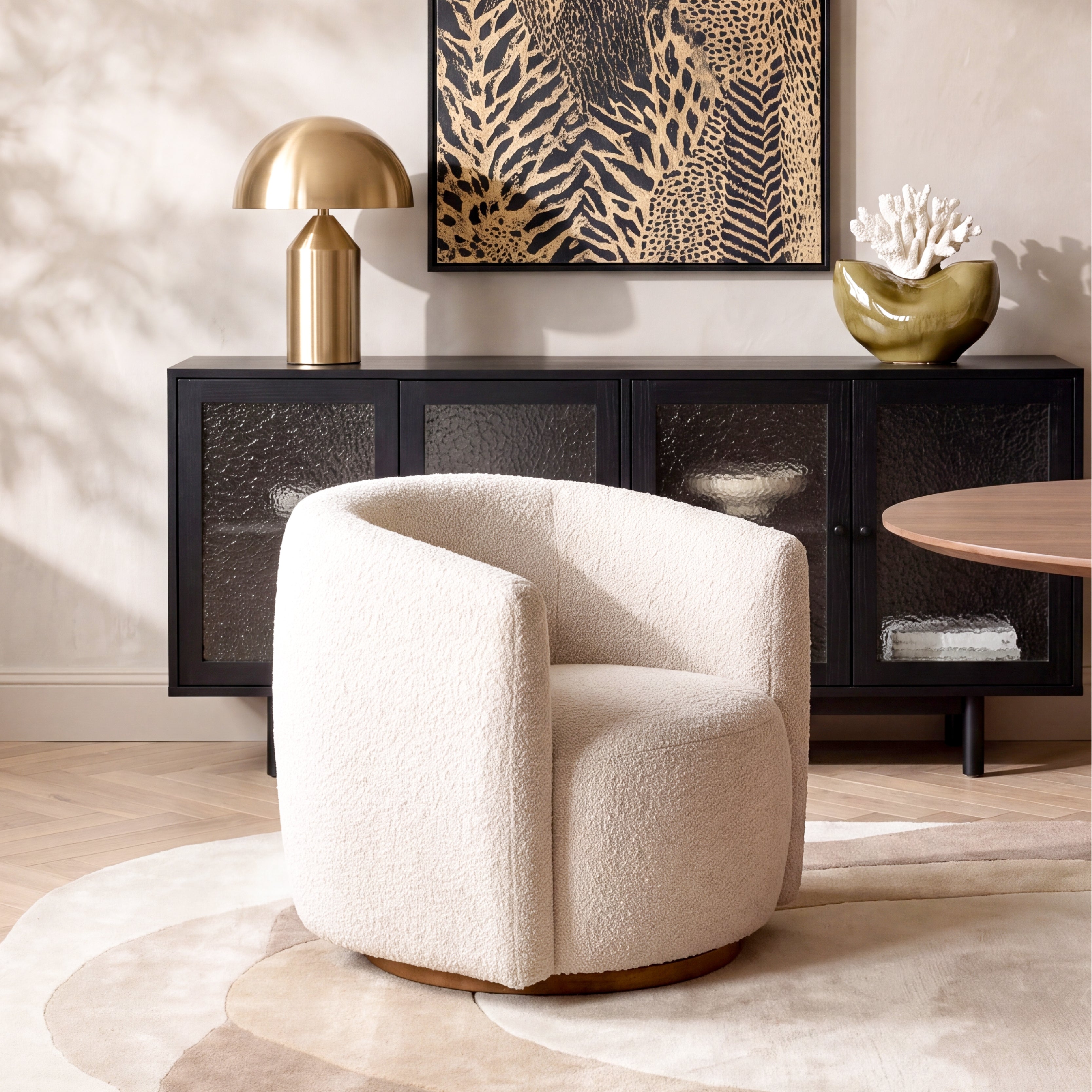 COLAMY AURA Compact Barrel Swivel Accent Chair