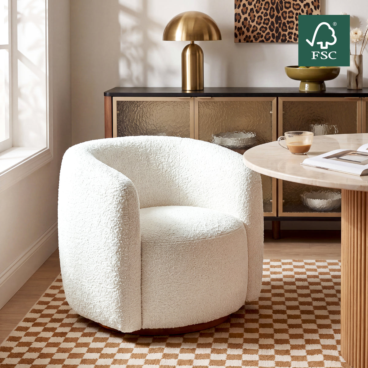COLAMY AURA Compact Barrel Swivel Accent Chair