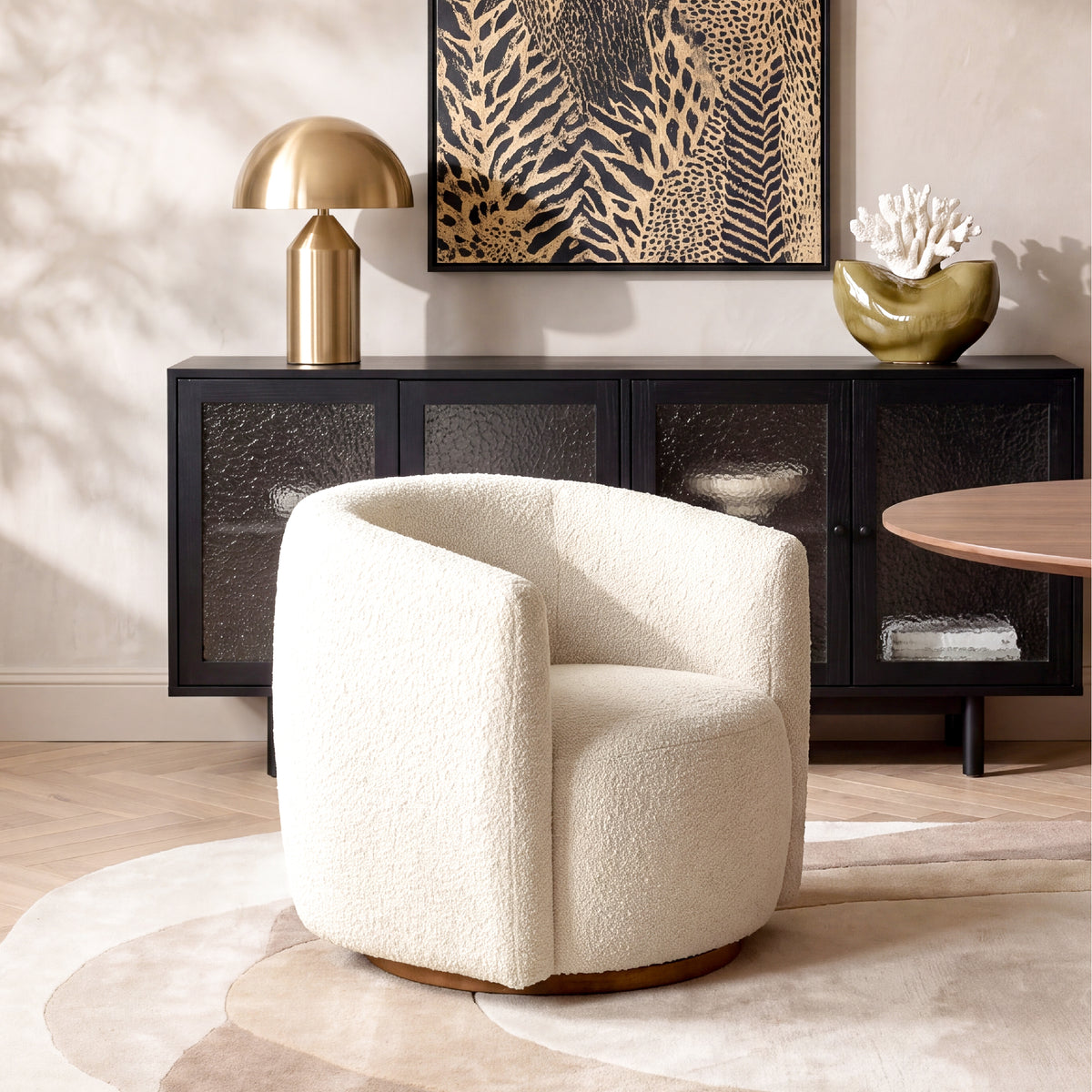COLAMY AURA Compact Barrel Swivel Accent Chair