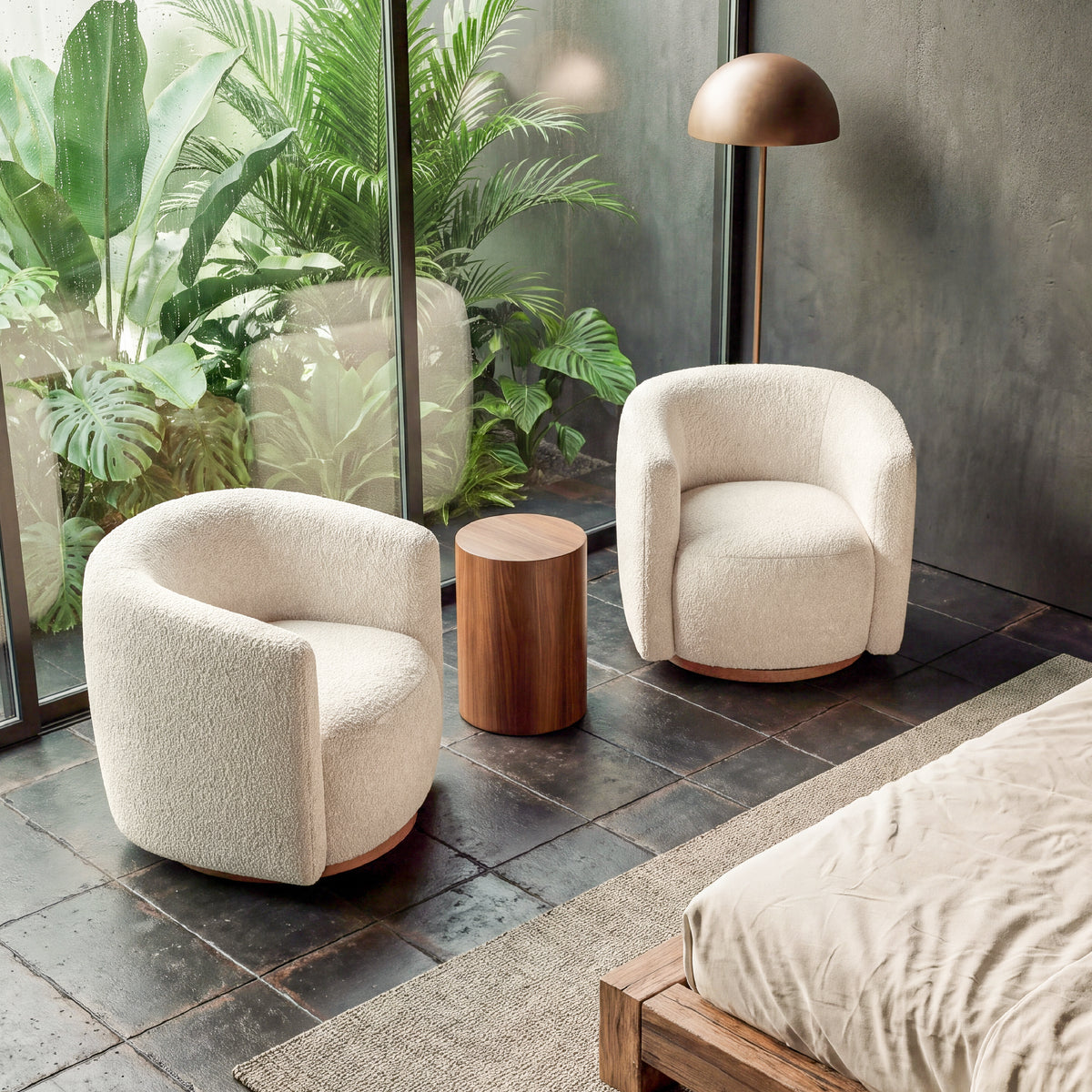 COLAMY AURA Compact Barrel Swivel Accent Chair