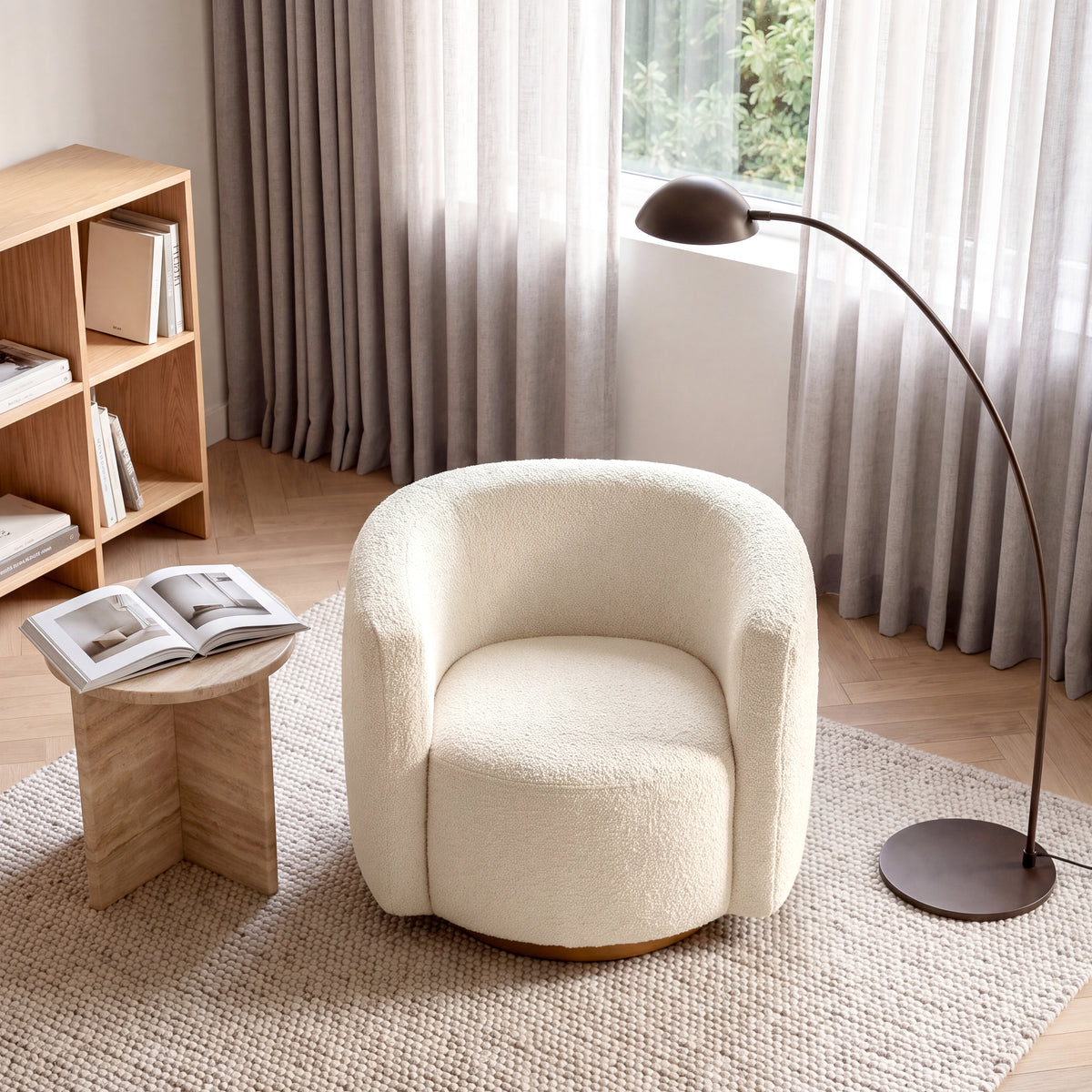 COLAMY AURA Compact Barrel Swivel Accent Chair