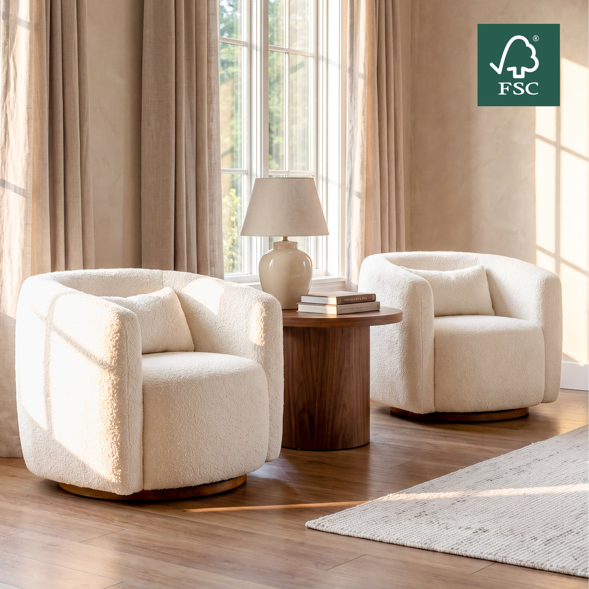 COLAMY AURA Compact Barrel Swivel Accent Chair
