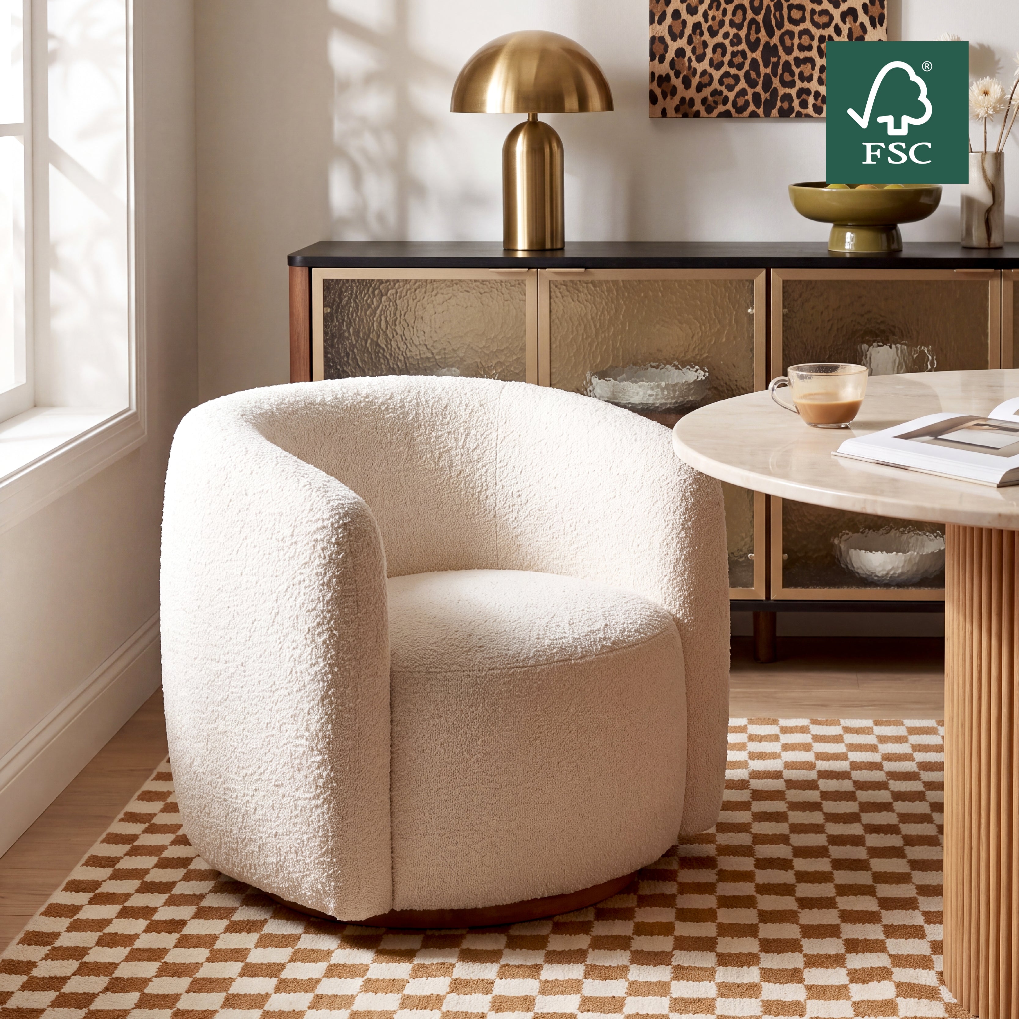 COLAMY AURA Compact Barrel Swivel Accent Chair