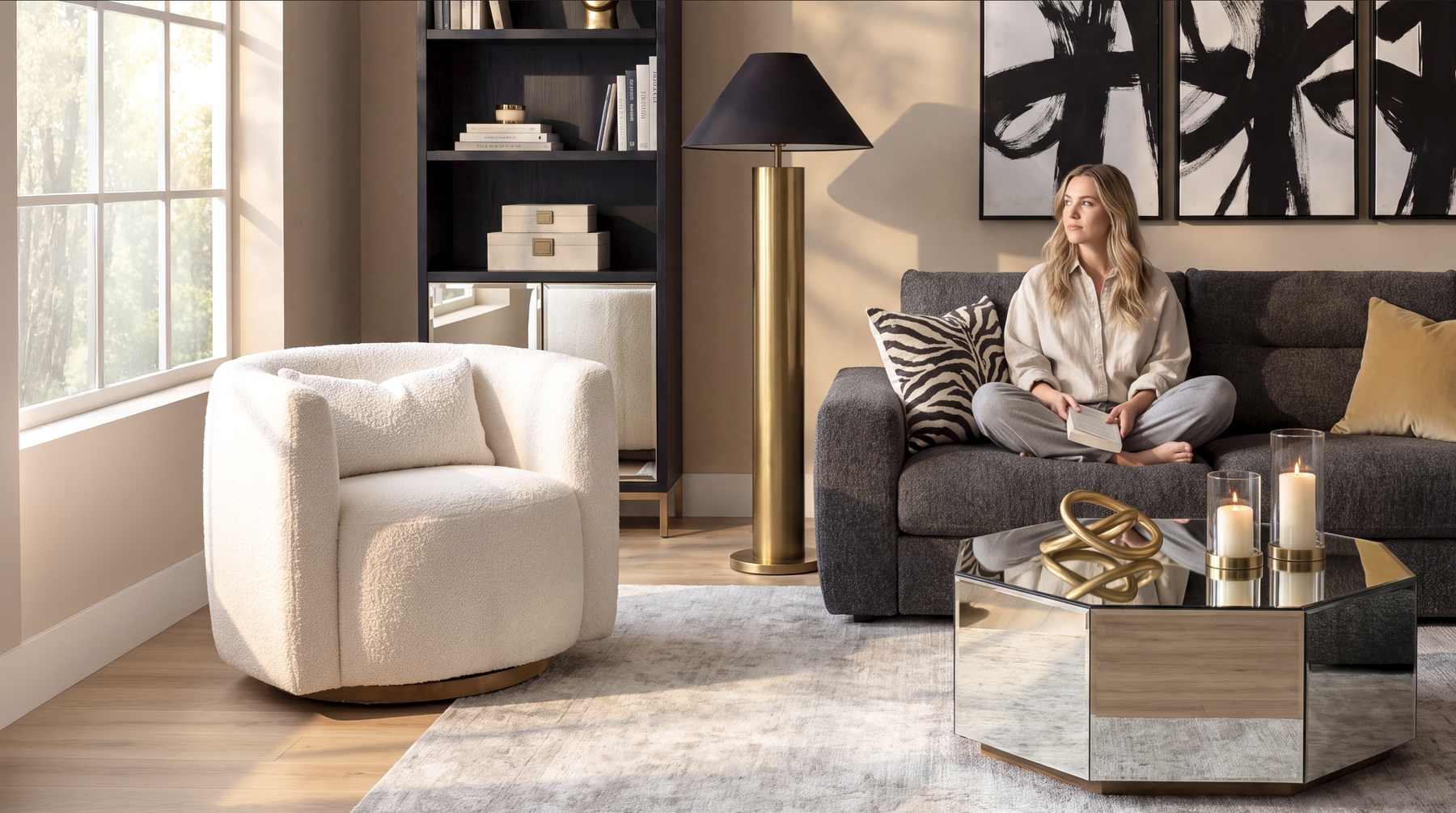COLAMY AURA Compact Barrel Swivel Accent Chair