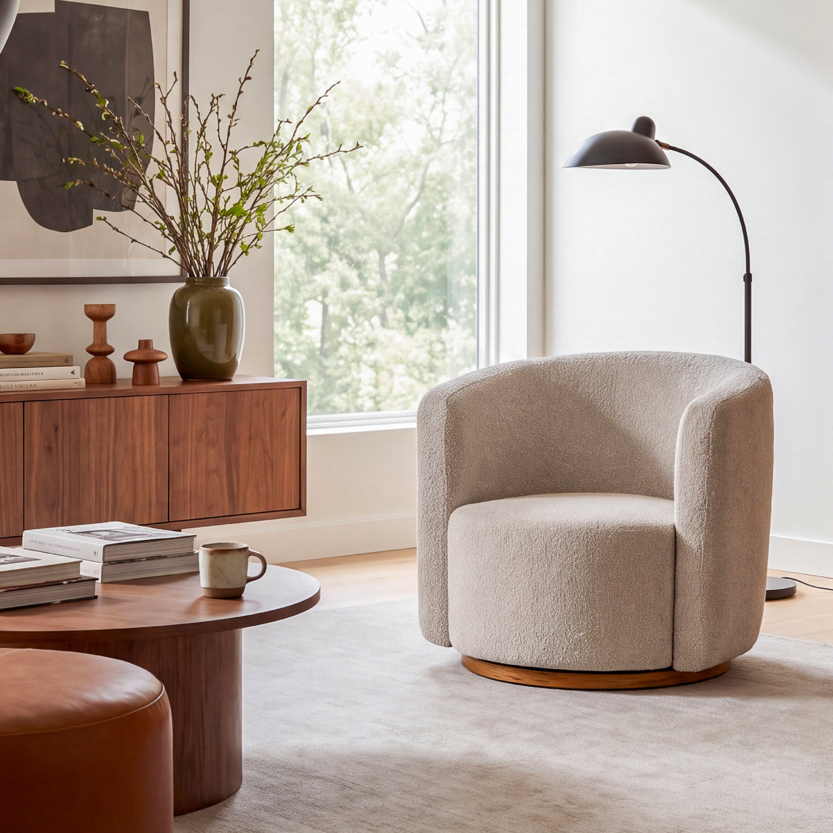 COLAMY AURA Oversized Cocoon Swivel Accent Chair