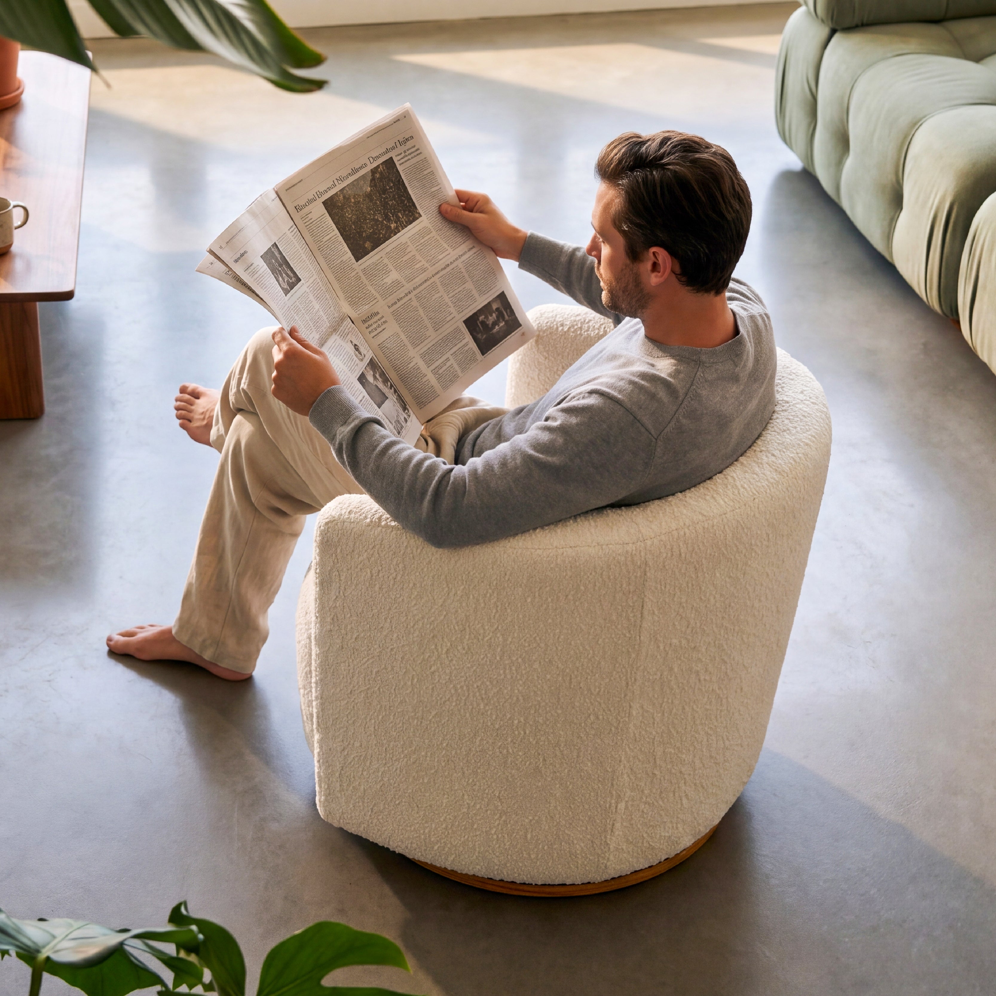 COLAMY AURA Oversized Cocoon Swivel Accent Chair