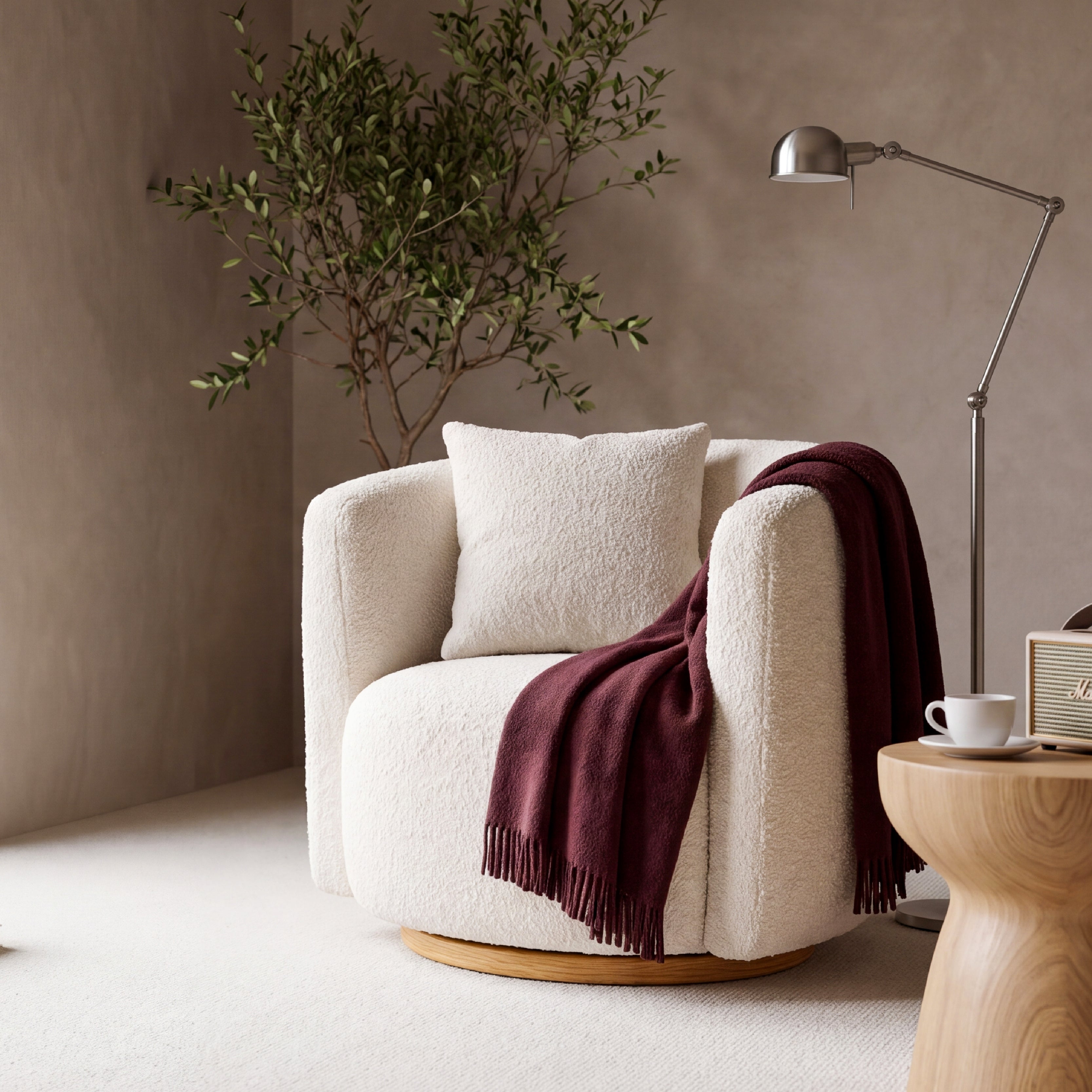 COLAMY AURA Oversized Cocoon Swivel Accent Chair