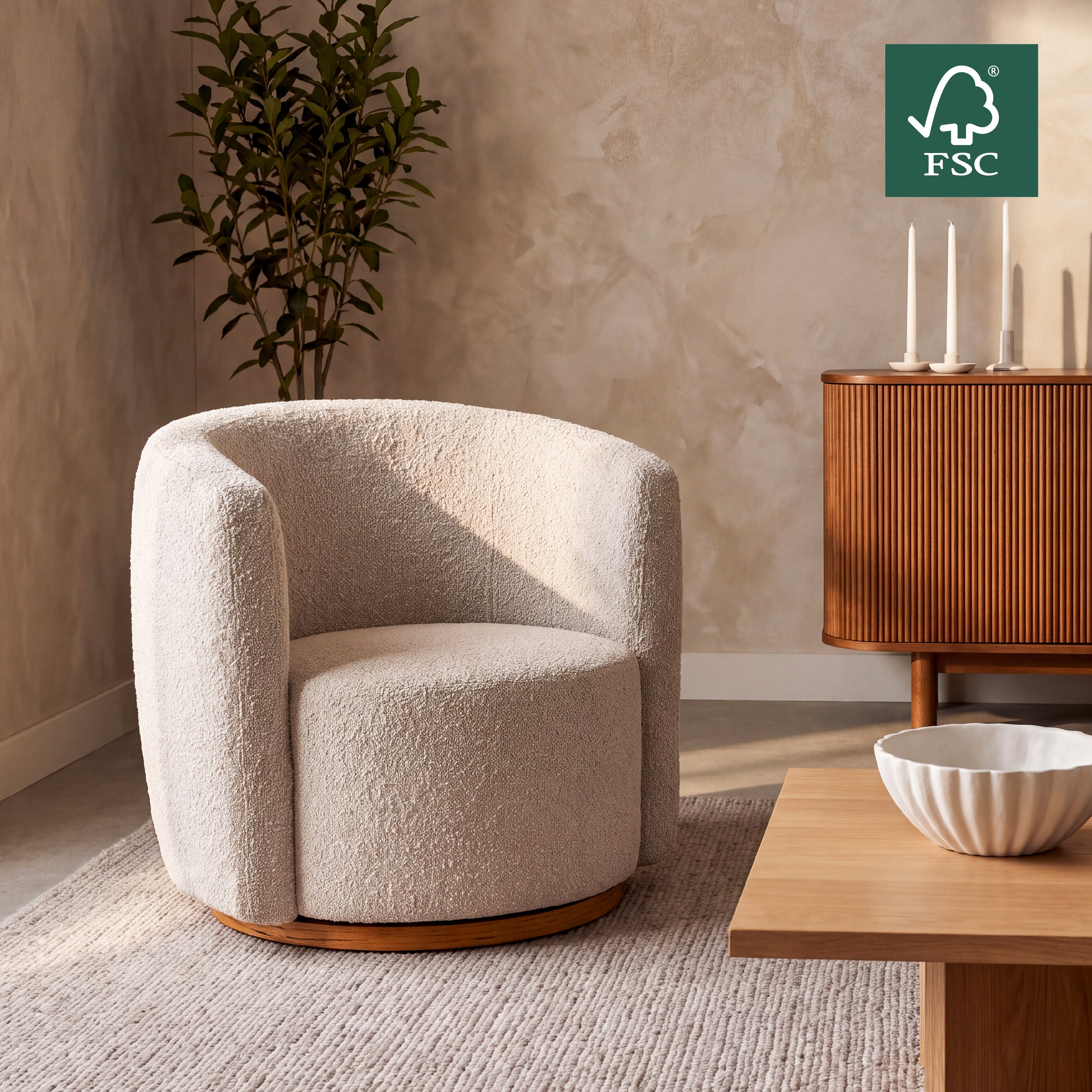 COLAMY AURA Oversized Cocoon Swivel Accent Chair