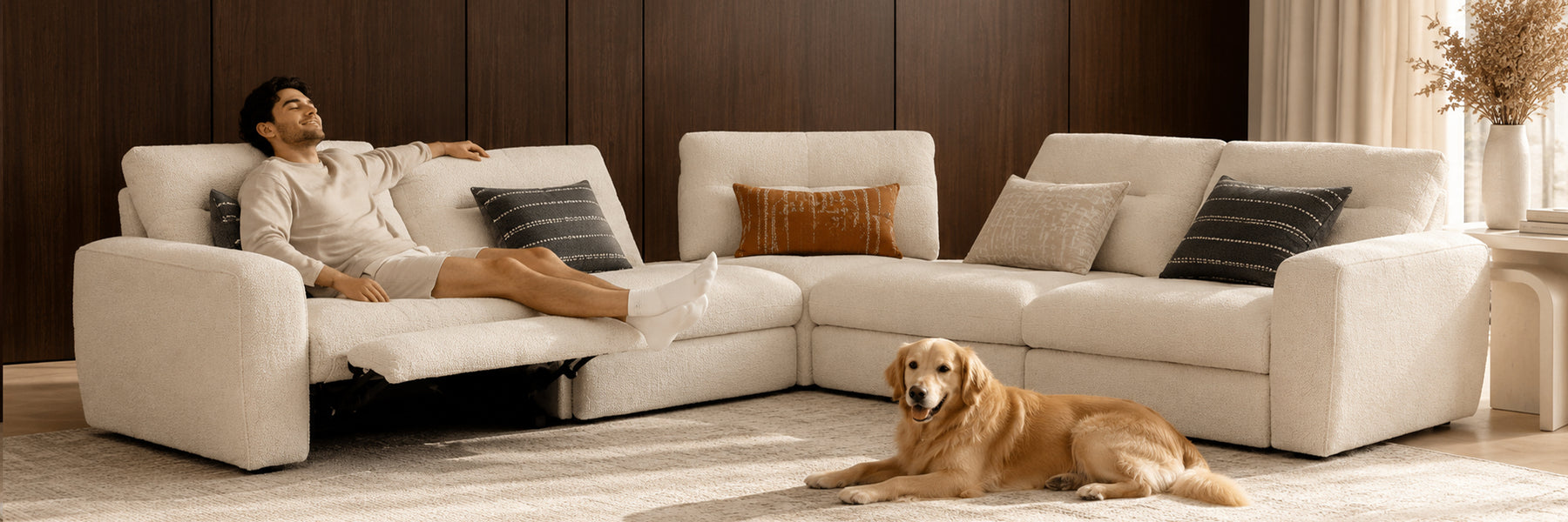 COLAMY AUREN 5-Seat Modular Power Reclining Sofa