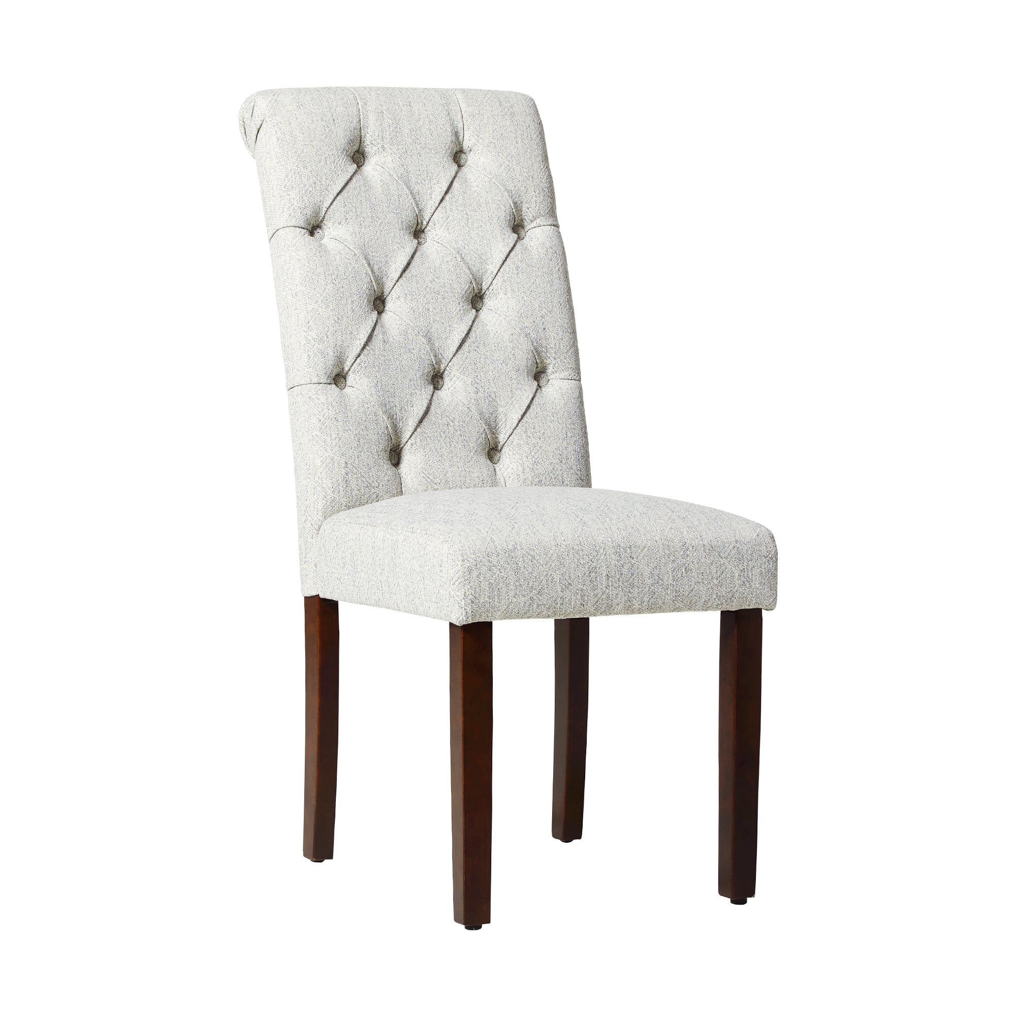 COLAMY Tufted Fabric Rolled Back Dining Chair