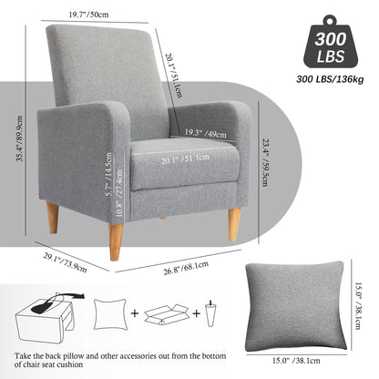 COLAMY Modern Upholstered Accent Chair Armchair with Pillow Fabric Side Chair