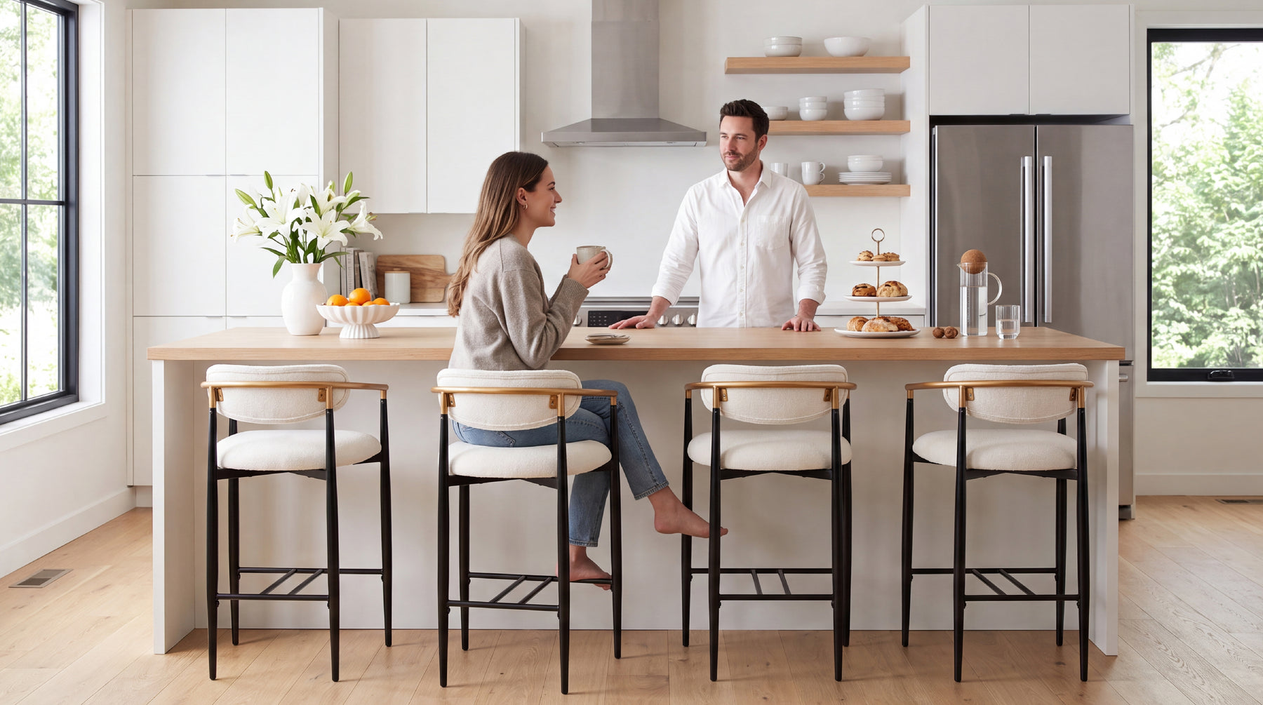 COLAMY MATRIX 25.5" Counter Height Bar Stools with Arms