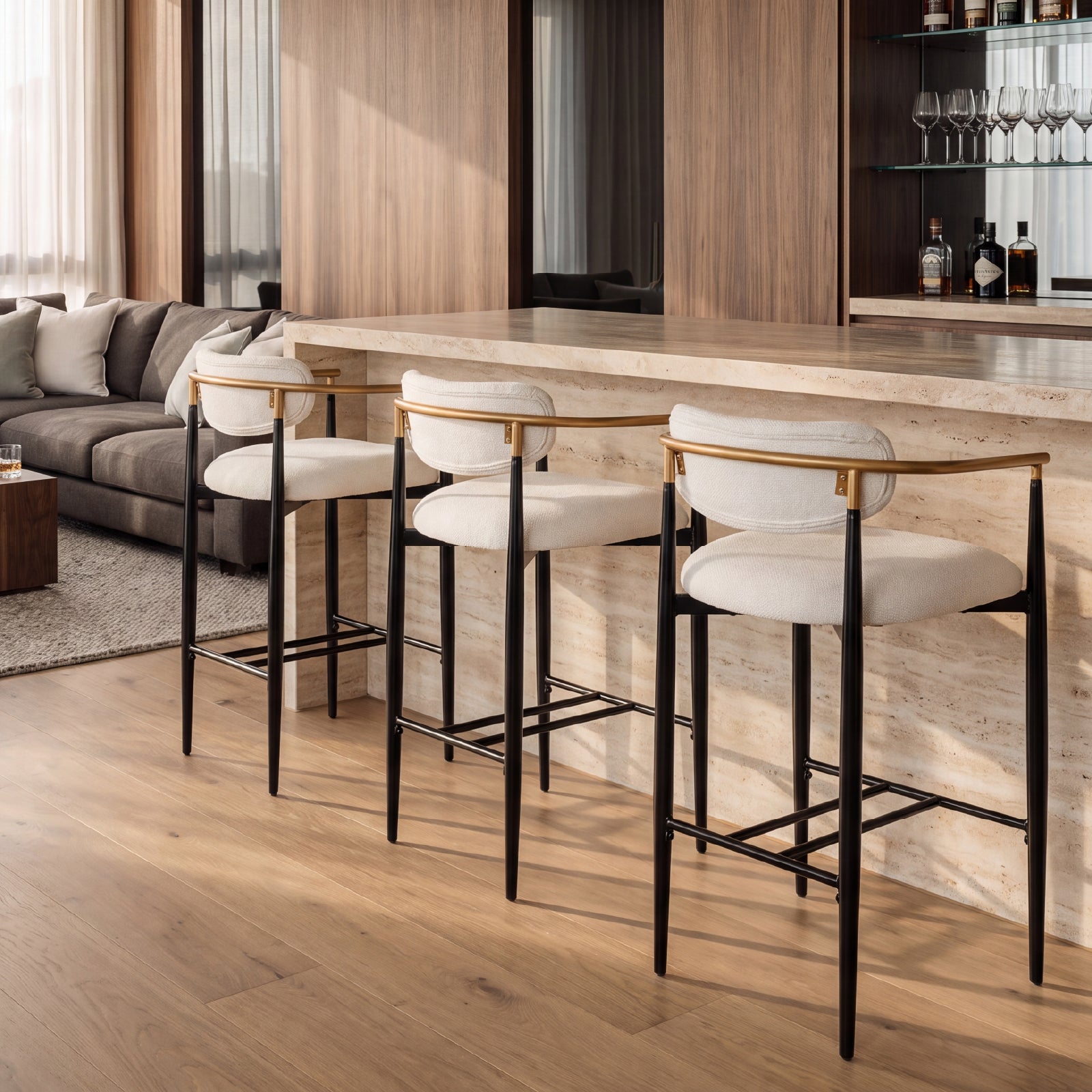 COLAMY MATRIX 25.5" Counter Height Bar Stools with Arms