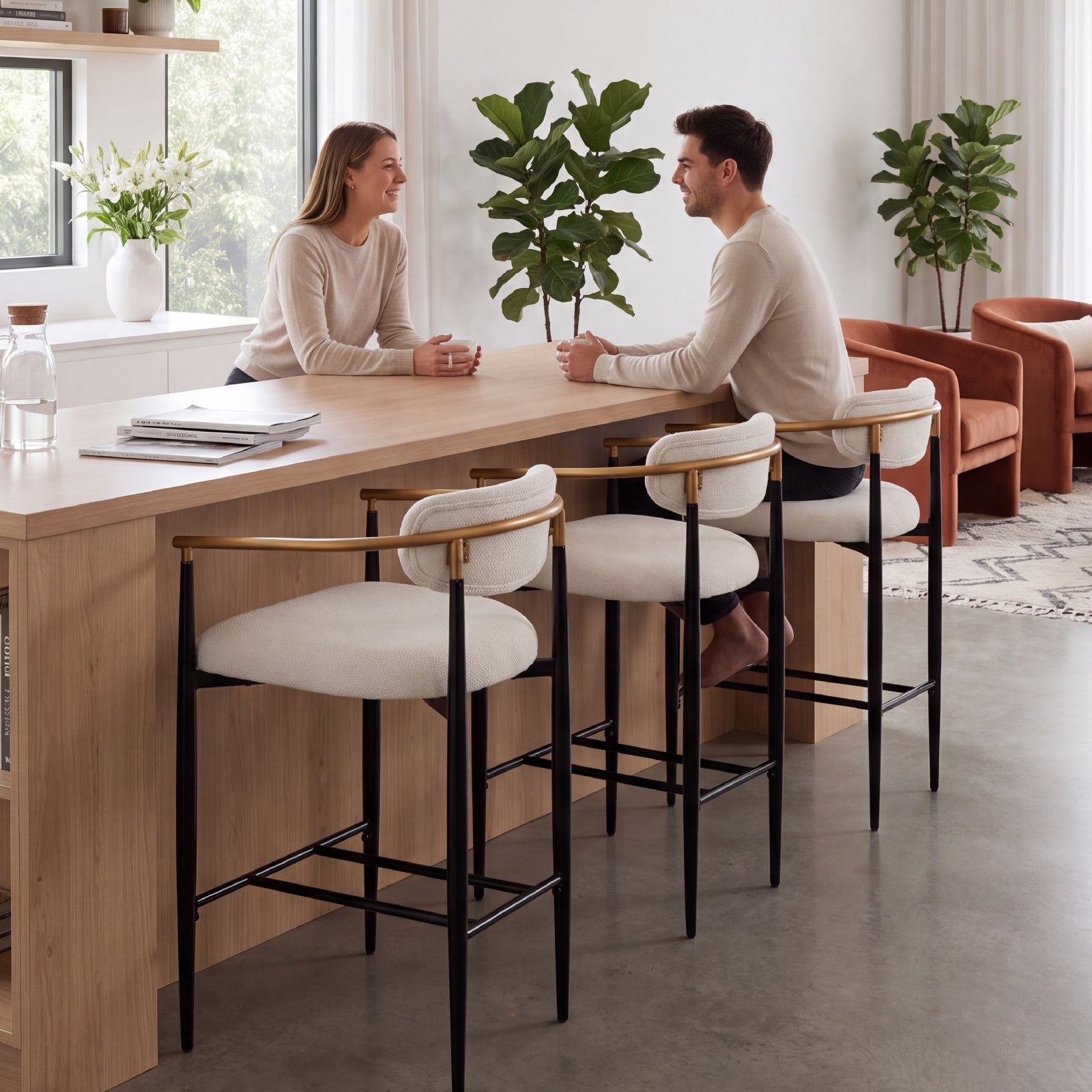 COLAMY MATRIX 25.5" Counter Height Bar Stools with Arms