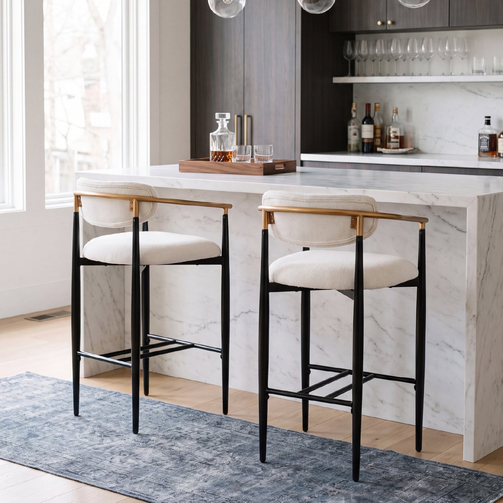 COLAMY MATRIX 25.5" Counter Height Bar Stools with Arms