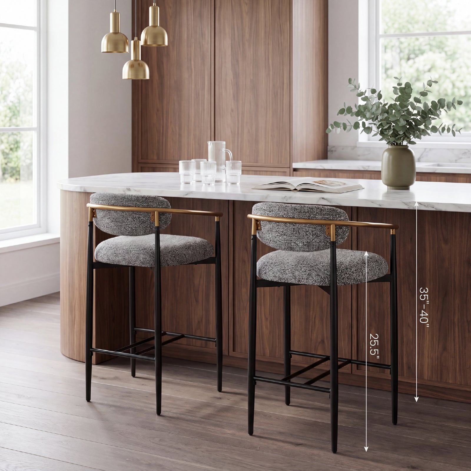 COLAMY MATRIX 25.5" Counter Height Bar Stools with Arms