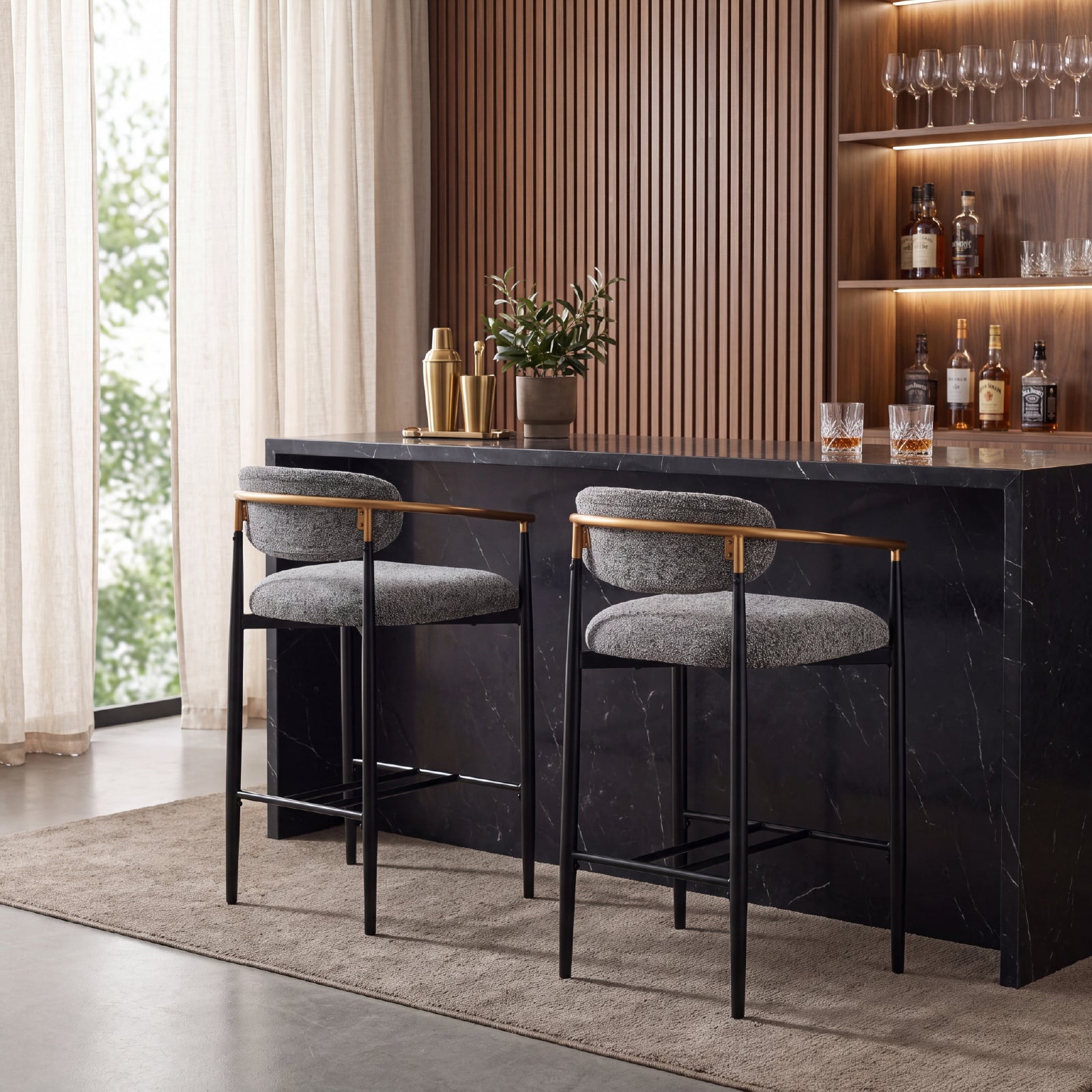 COLAMY MATRIX 25.5" Counter Height Bar Stools with Arms