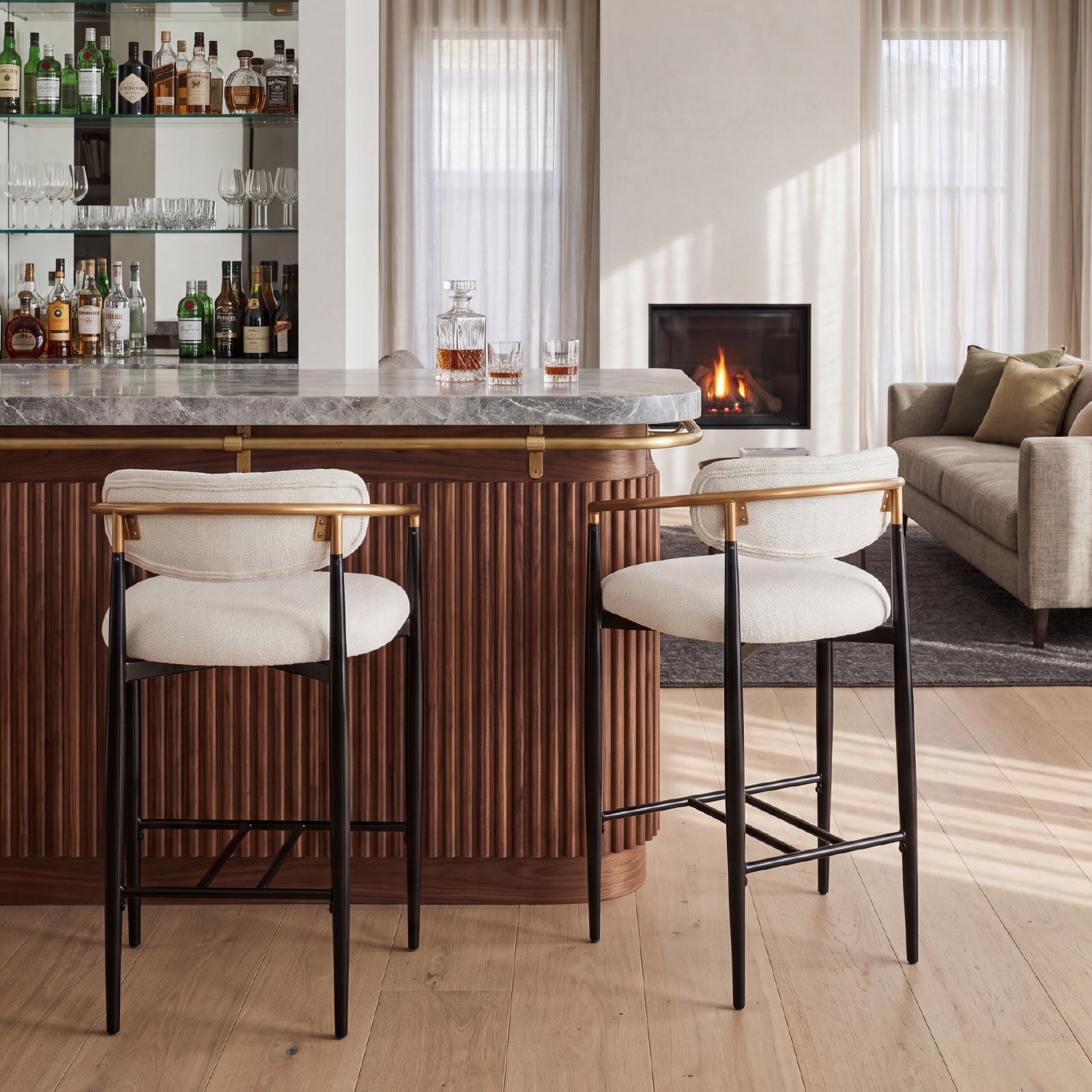 COLAMY MATRIX 25.5" Counter Height Bar Stools with Arms