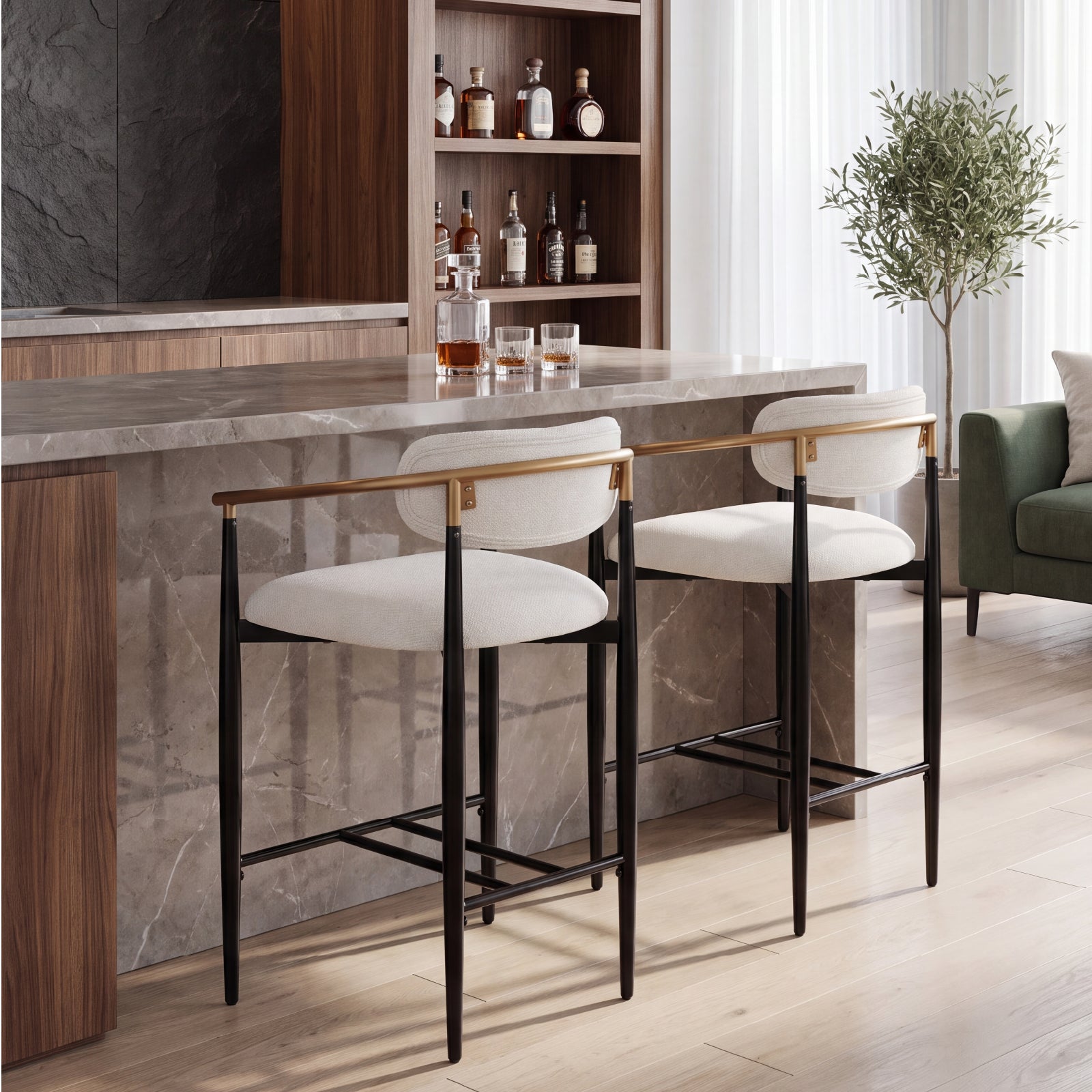COLAMY MATRIX 25.5" Counter Height Bar Stools with Arms