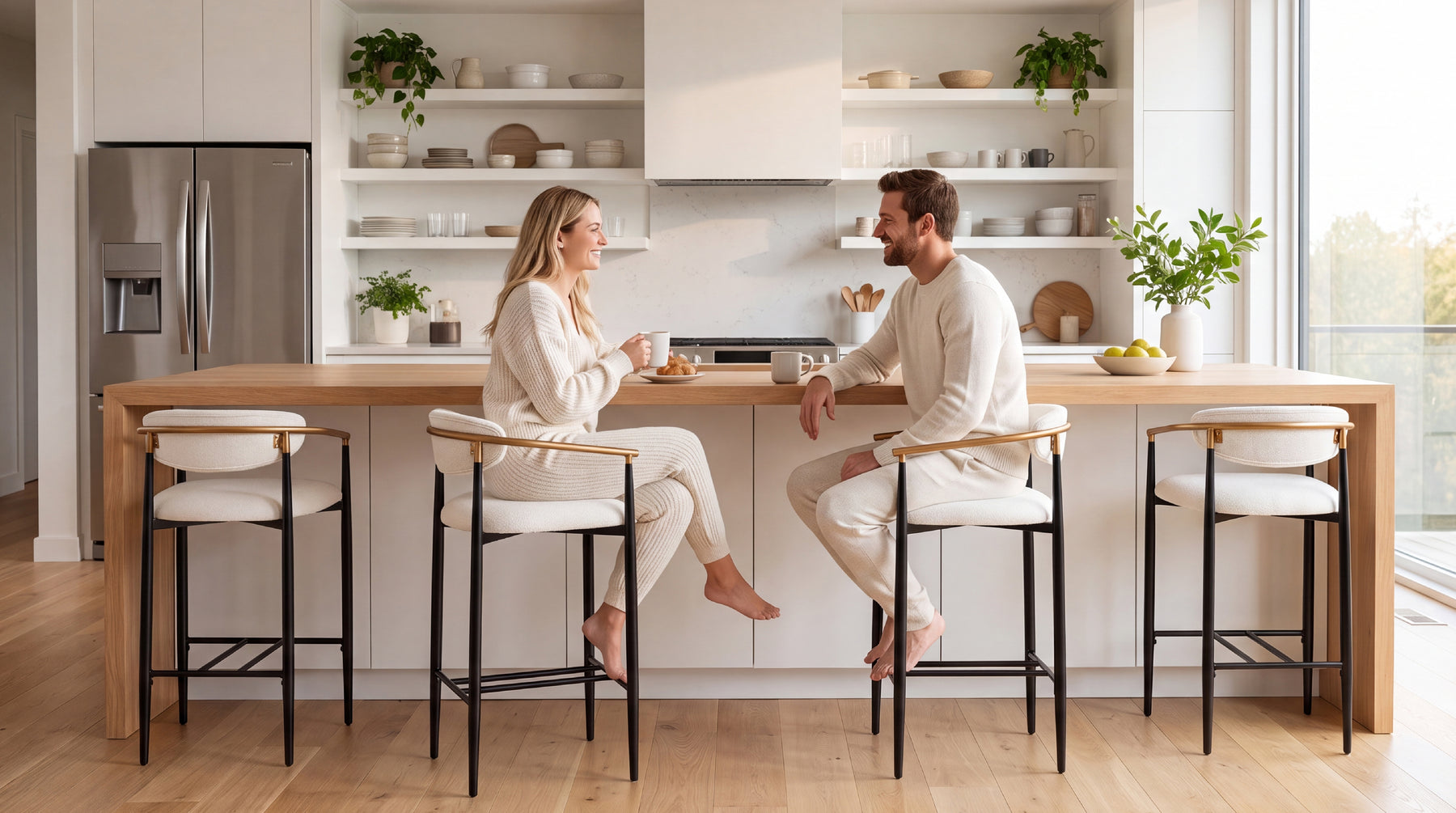 COLAMY MATRIX 29.5'' Upholstered Bar Height Bar Stools with Arms
