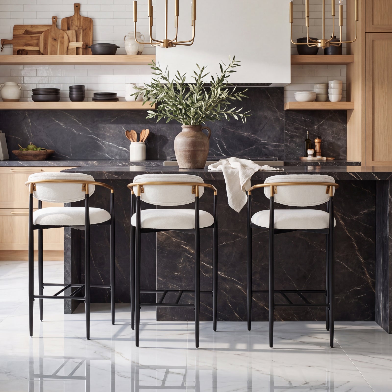 COLAMY MATRIX 29.5'' Upholstered Bar Height Bar Stools with Arms