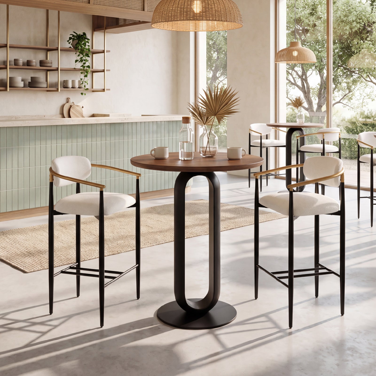 COLAMY MATRIX 29.5'' Upholstered Bar Height Bar Stools with Arms