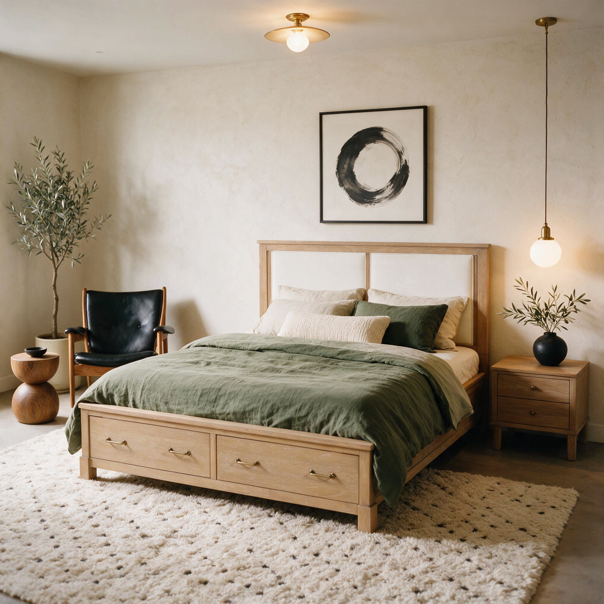 COLAMY HUSH Queen Bed Frame with 2 Storage Drawers & Upholstered Headboard
