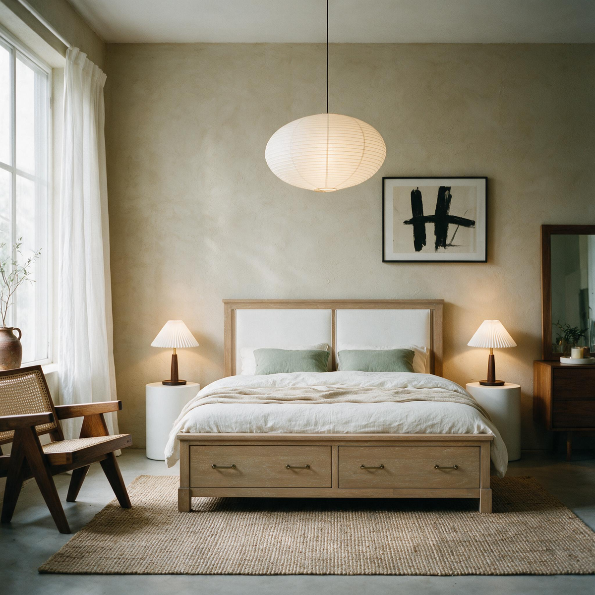 COLAMY HUSH Queen Bed Frame with 2 Storage Drawers & Upholstered Headboard