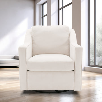 COLAMY Beige Color 360° Swivel Accent Chair Upholstered Fabric Leisure Armchair