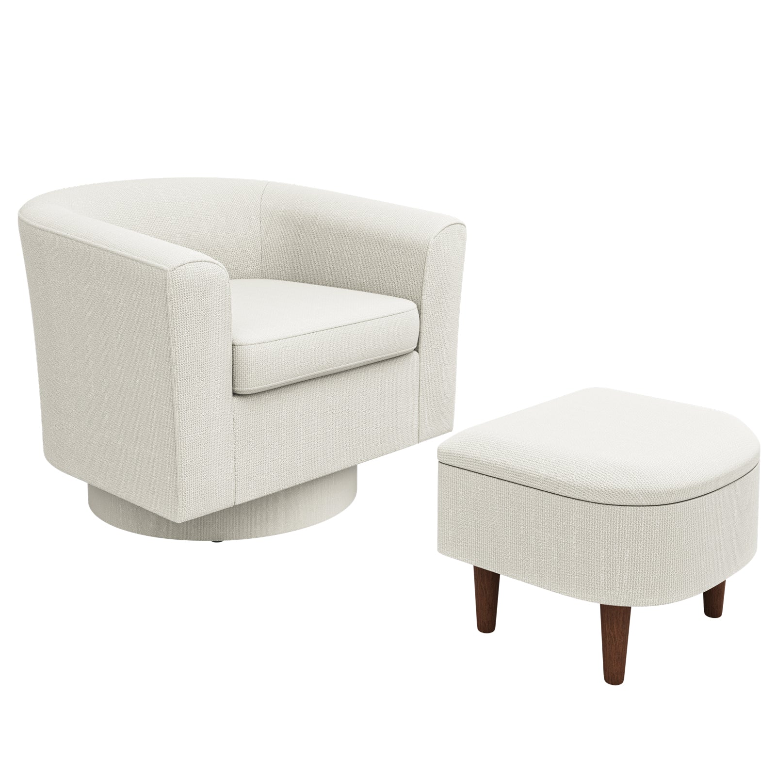 COLAMY Swiveling Accent Chair and Ottoman Set