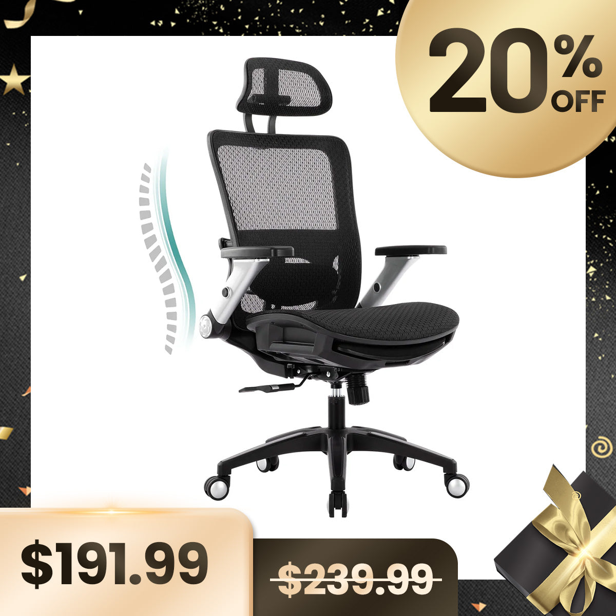 COLAMY 275lbs Executive High Back Mesh Office Chair with Footrest Model.2577