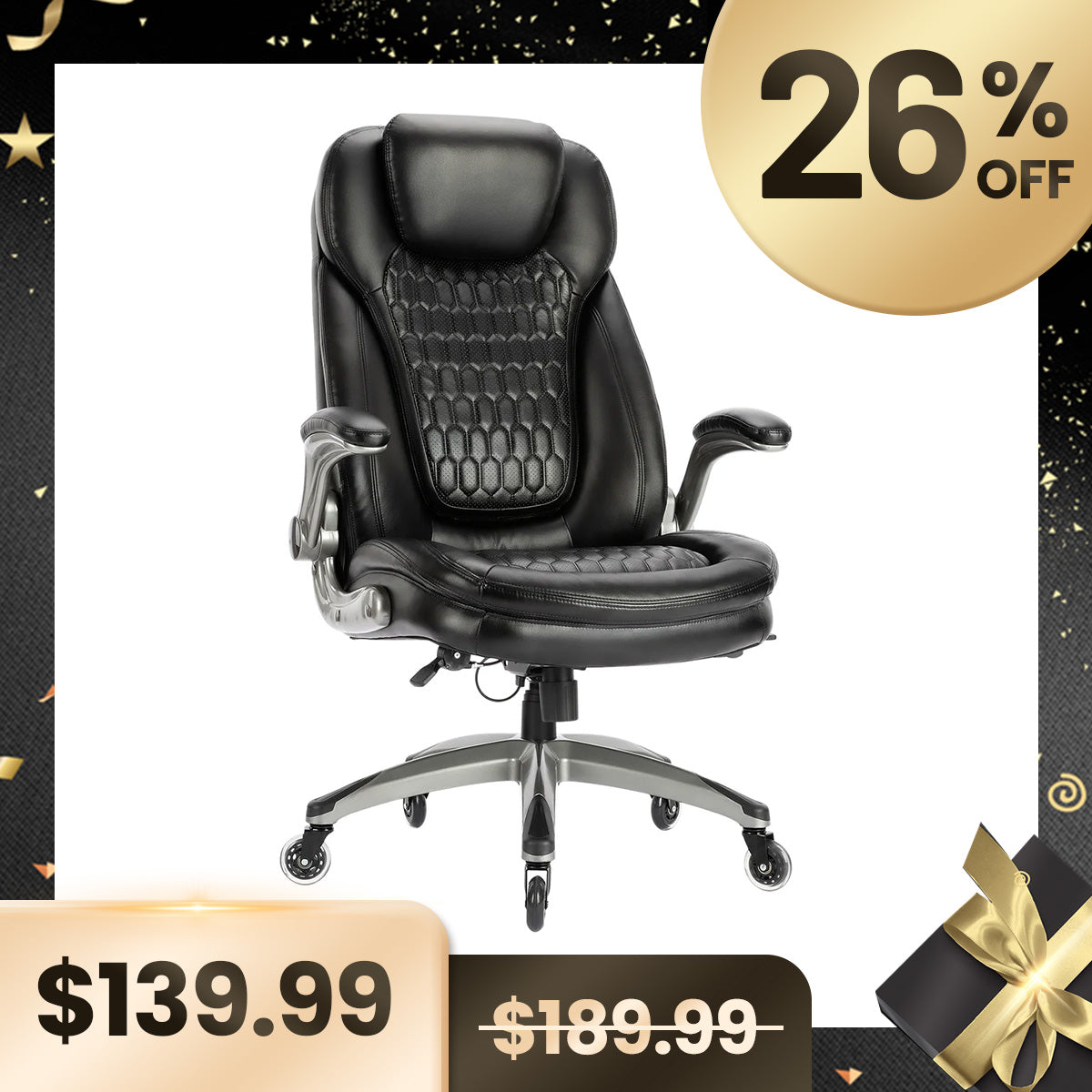 COLAMY Beige Color Ergonomic High Back Office Chair Thickened Headrest & Cushion Model.6686