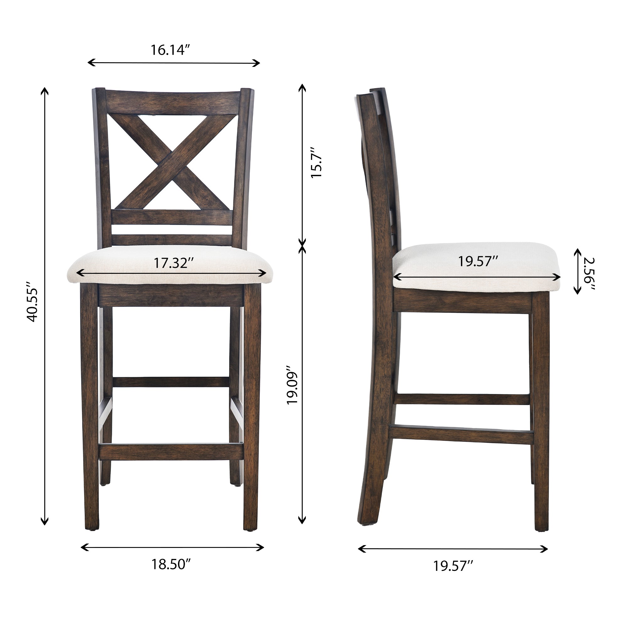 COLAMY Upholstered Lattice Back Bar Stool