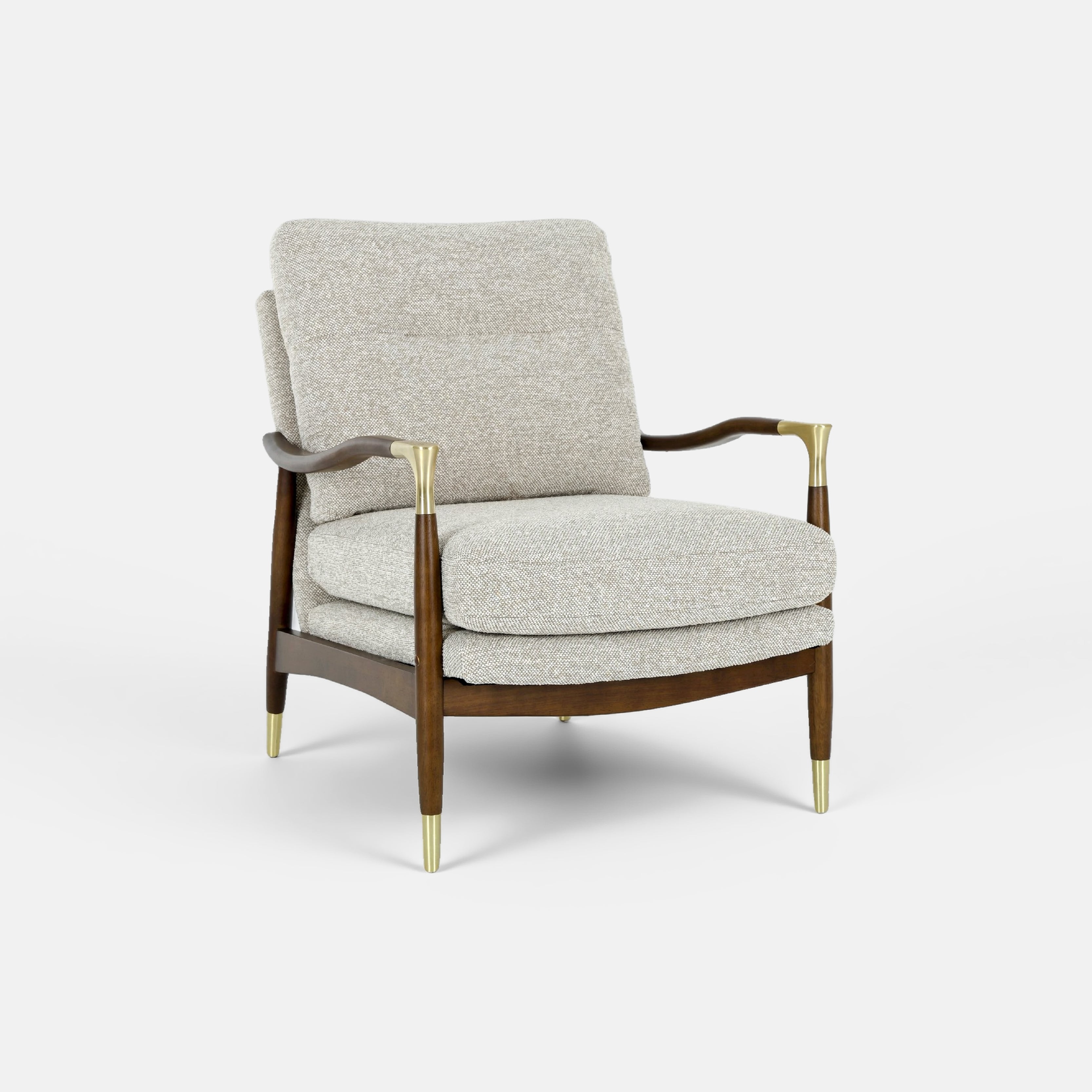 COLAMY SCULPTURA Mid-Century Upholstered Wood Frame Accent Chair