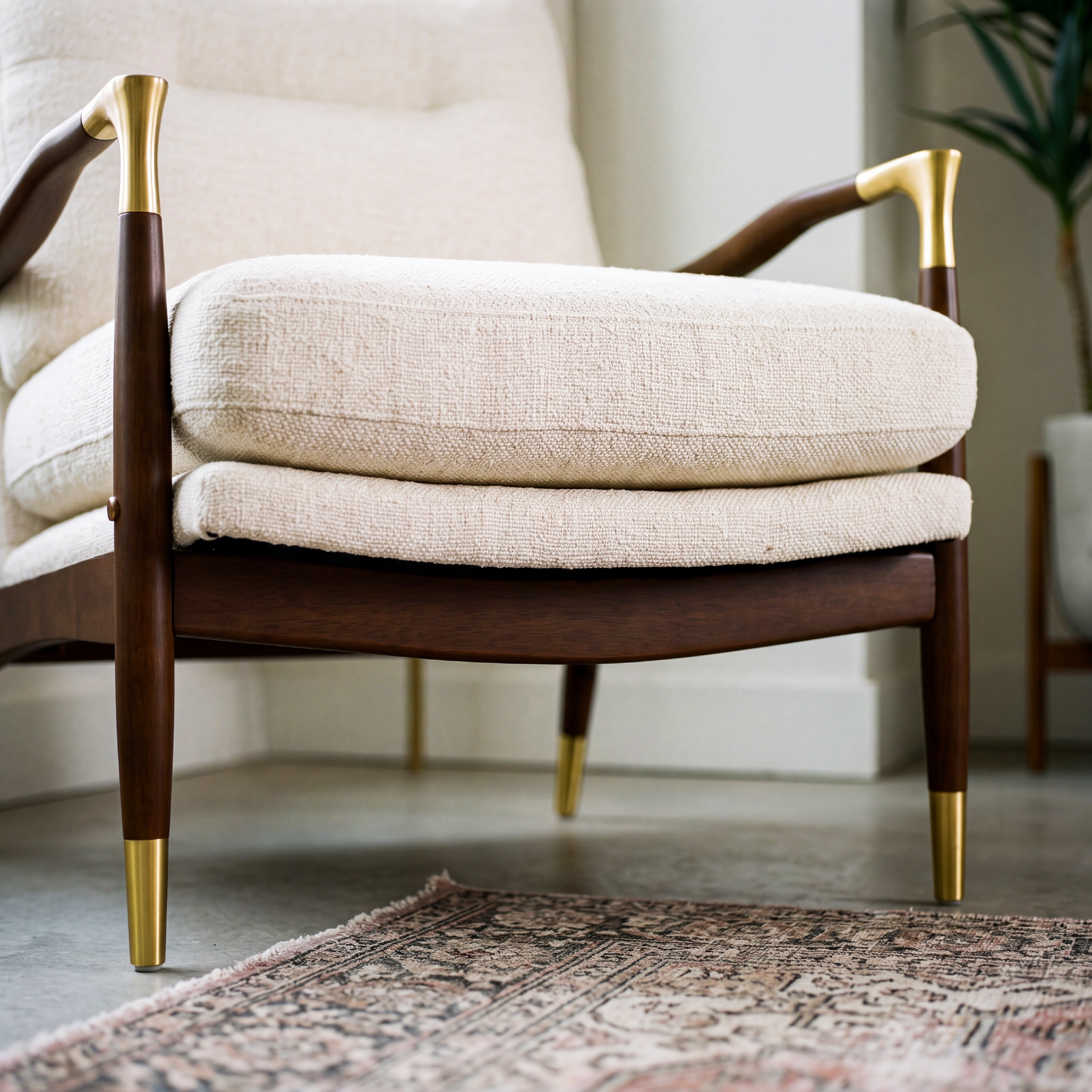 COLAMY SCULPTURA Mid-Century Upholstered Wood Frame Accent Chair