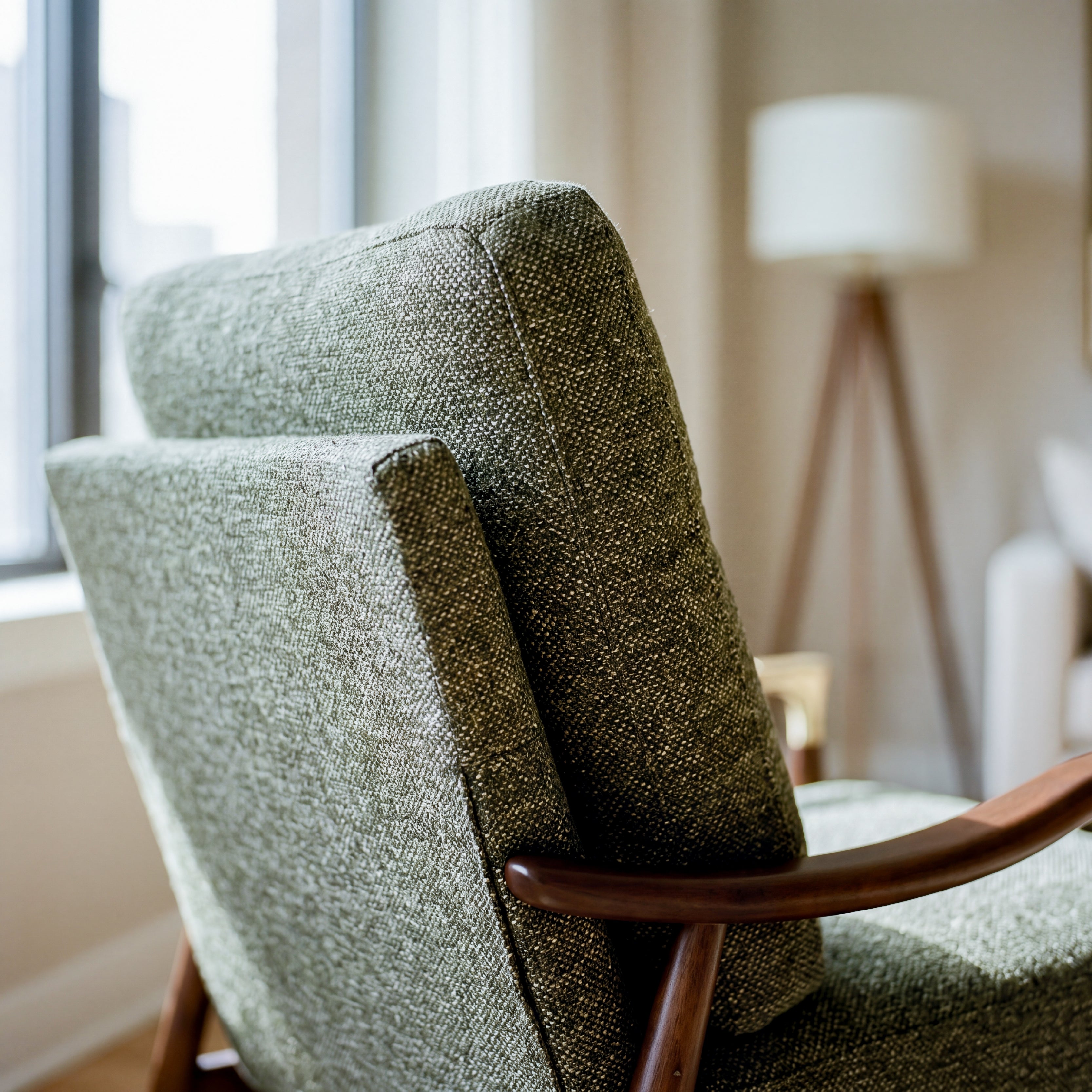COLAMY SCULPTURA Mid-Century Upholstered Wood Frame Accent Chair