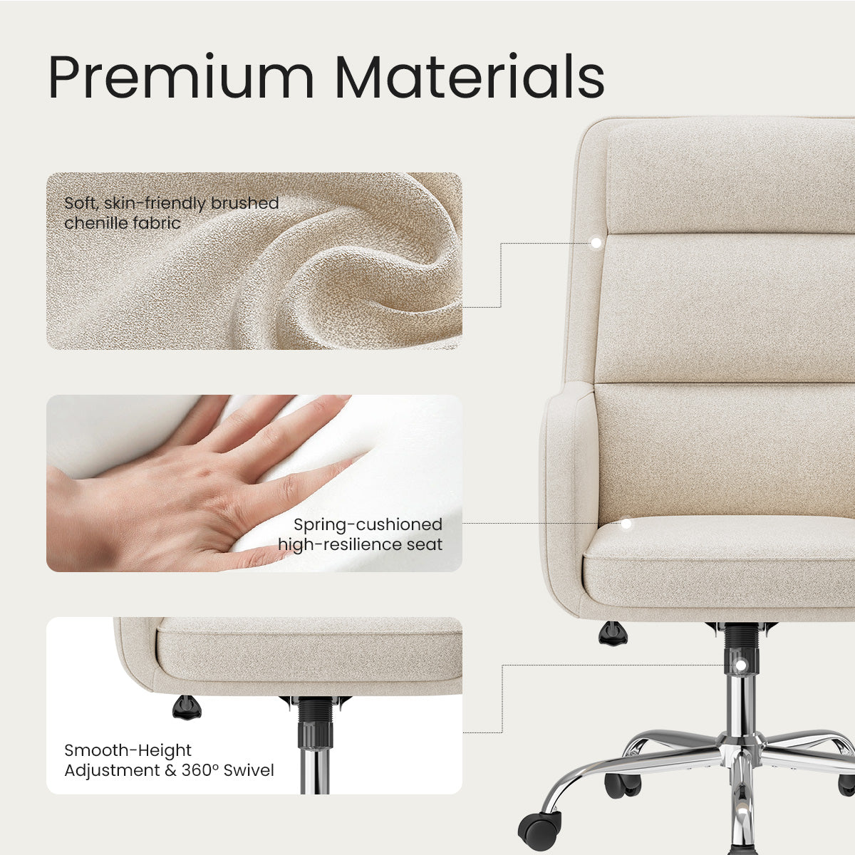 COLAMY COCOON High-Load Cloud Comfort Swivel Office Chair for Home & Beyond