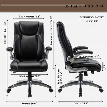 COLAMY 300lbs Faux Leather Office Chair with Ergonomic Adjustment Mdel.91287