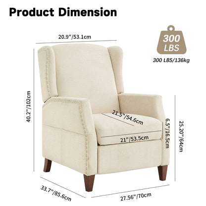 COLAMY Solid Color Fabric Accent Chair Armchair Push Back Recliner Model.W502
