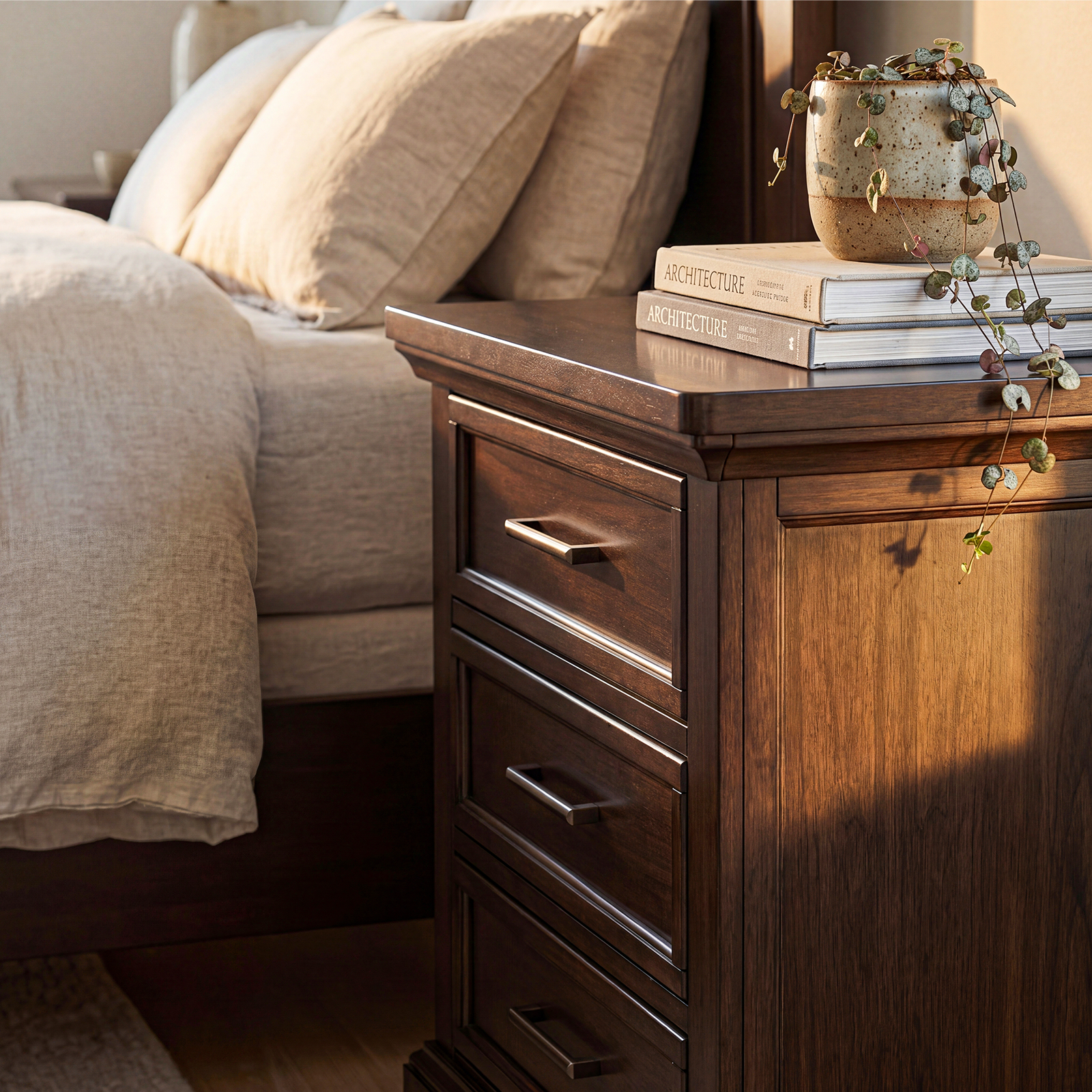 COLAMY HOLLIS 3-Drawer Vintage Nightstand