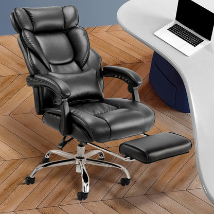 COLAMY Leather 300lbs Office Chair Reclining Gaming Chair with Footrest Model.6754