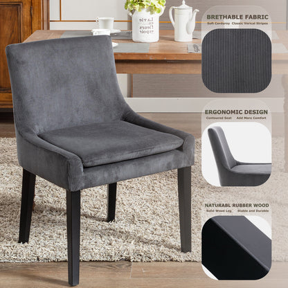 COLAMY Beige Mid-Back Armless Dining Chair Upholstered Corduroy Accent Side Leisure Chairs