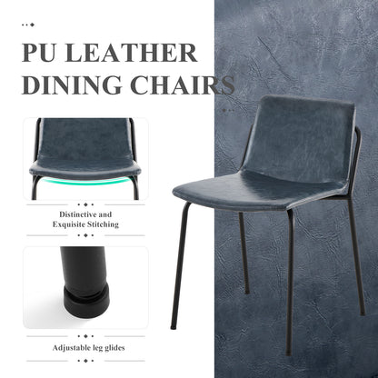 [Clearance Sale] COLAMY Modern PU Leather Dining Chair Mid Back Modern Upholstered Dining Room Kitchen Side Chair