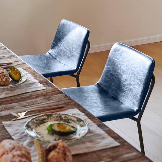 COLAMY Modern PU Leather Dining Chair Mid Back Modern Upholstered Dining Room Kitchen Side Chair