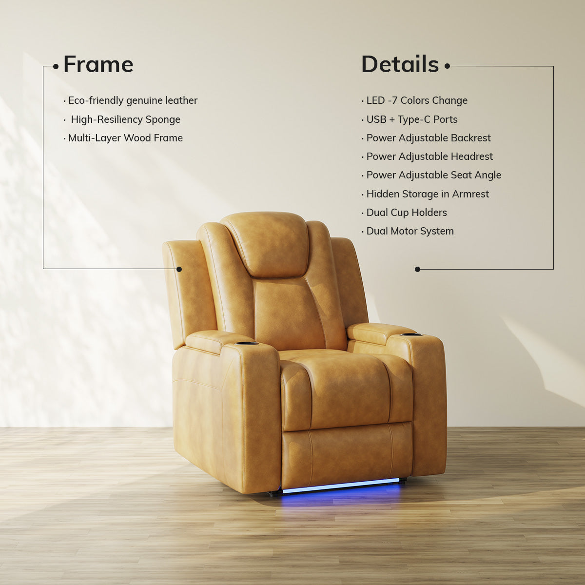 COLAMY SERENO Full-Power Adjustable Recliner